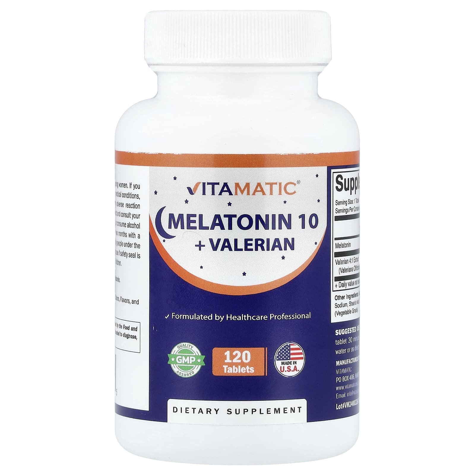 Vitamatic Melatonin 10 + Valerian – 120 comprimés — Tunisie