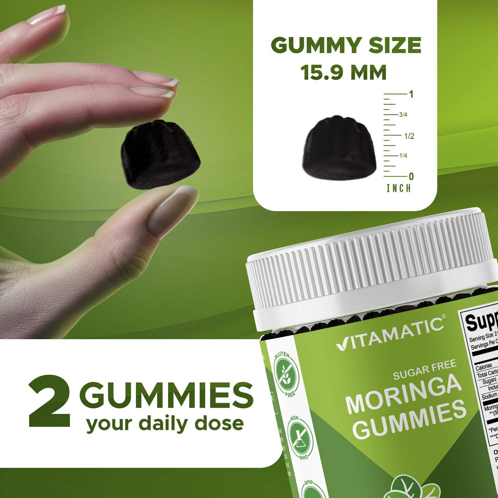 Vitamatic Moringa Gummies, Sugar Free – 240 gommes — étiquette 4