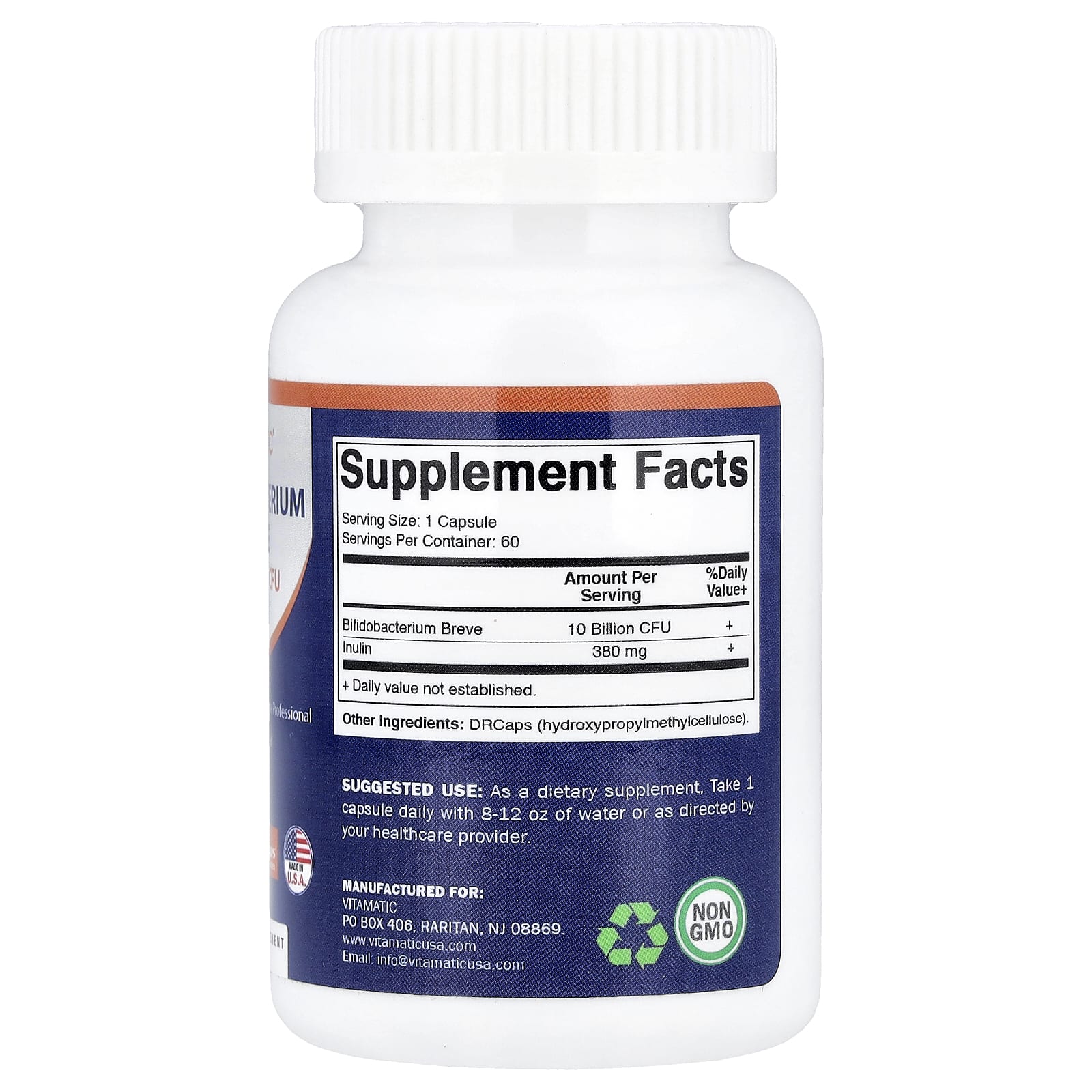 Vitamatic Bifidobacterium Breve, 60 DrCaps Hypromellose Capsules — photo 2 sur 2