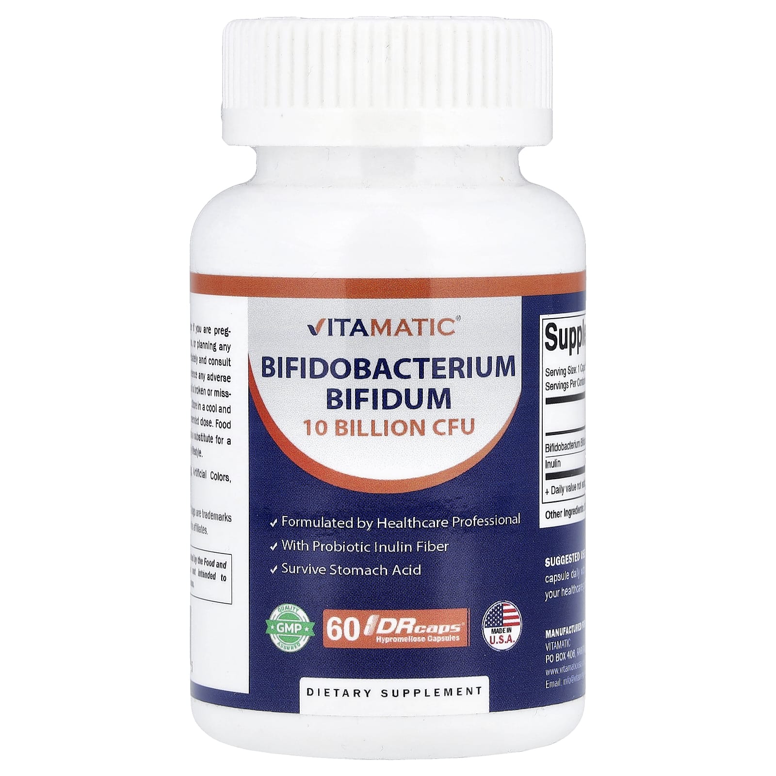 Vitamatic Bifidobacterium Bifidum, 60 DRcaps Hypromellose Capsules — Tunisie