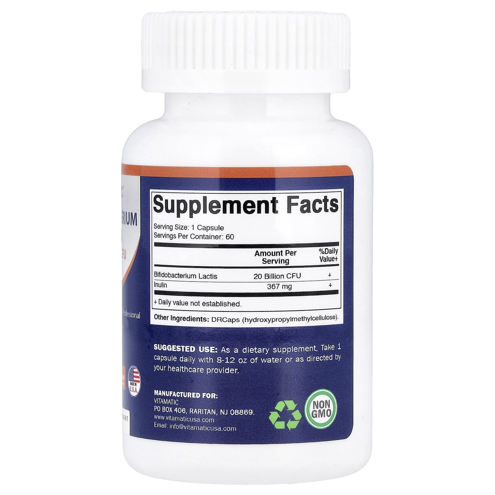 Vitamatic Bifidobacterium Lactis, 60 DRcaps Hypromellose Capsules — photo 2 sur 2