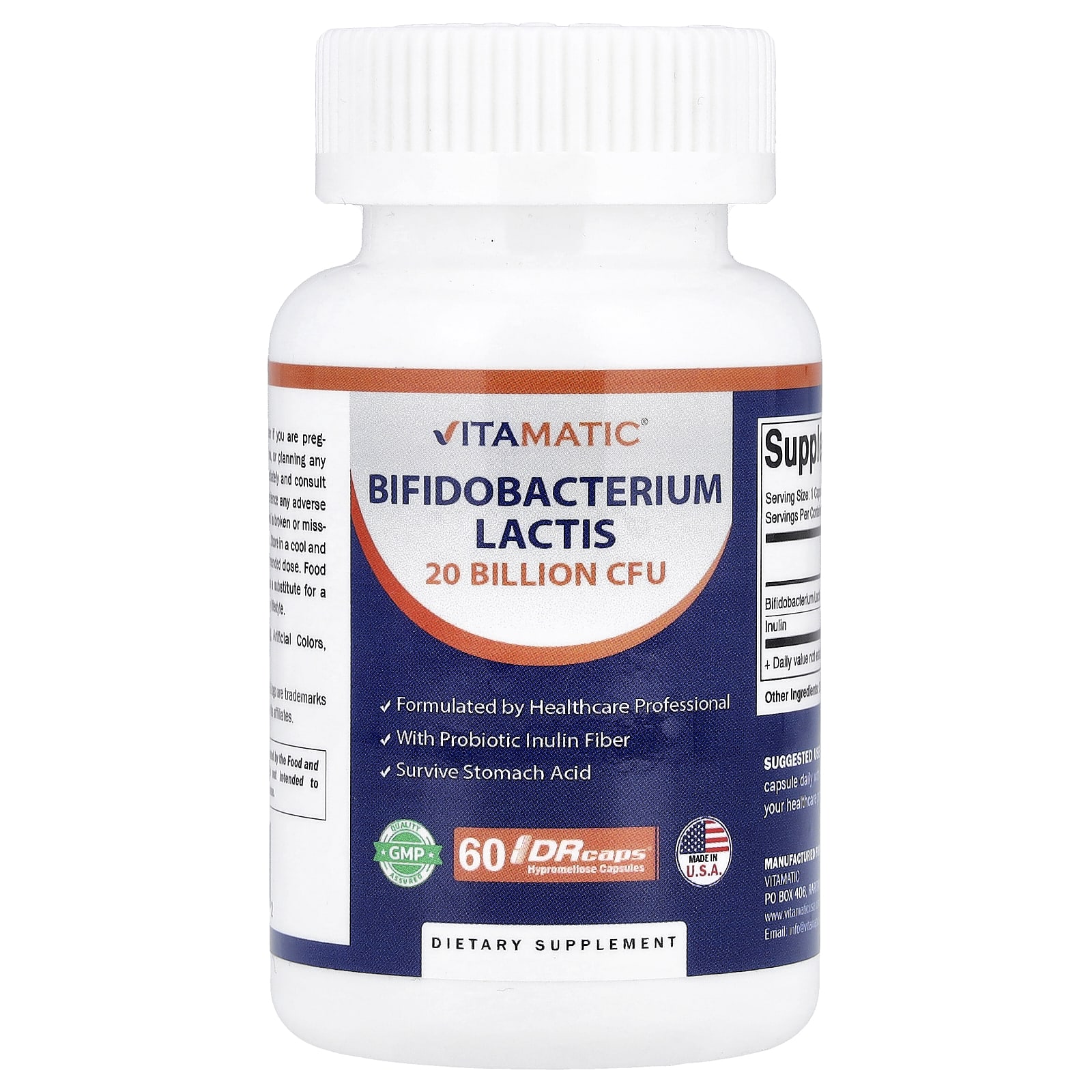 Vitamatic Bifidobacterium Lactis, 60 DRcaps Hypromellose Capsules — Tunisie
