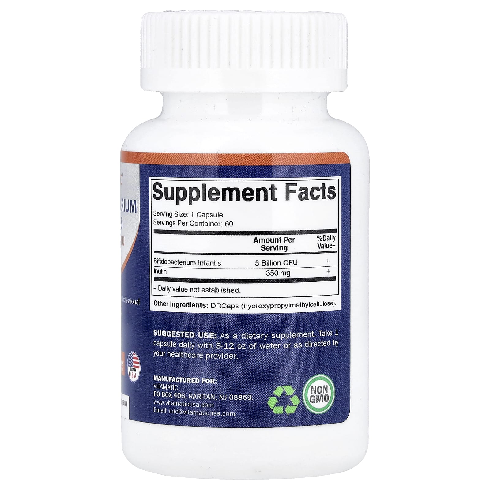 Vitamatic Bifidobacterium Infantis, 60 DRcaps Hypromellose Capsules — photo 2 sur 2