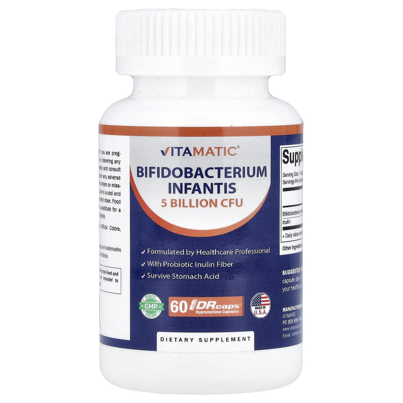 Vitamatic Bifidobacterium Infantis, 60 DRcaps Hypromellose Capsules — Tunisie