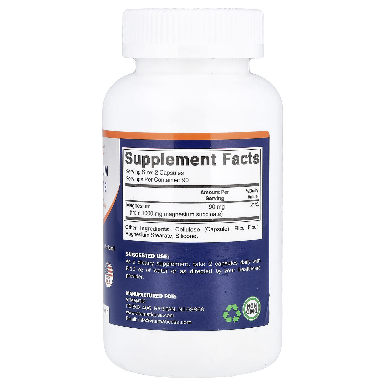 Vitamatic Magnesium Succinate – 180 gélules — photo 2 sur 2