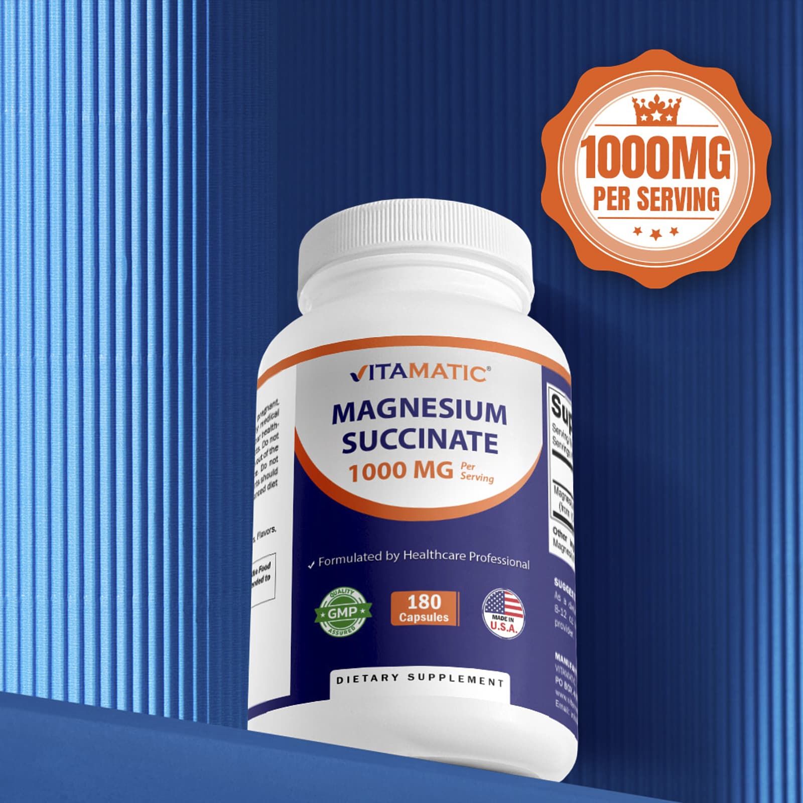 Vitamatic Magnesium Succinate – 180 gélules — étiquette 2