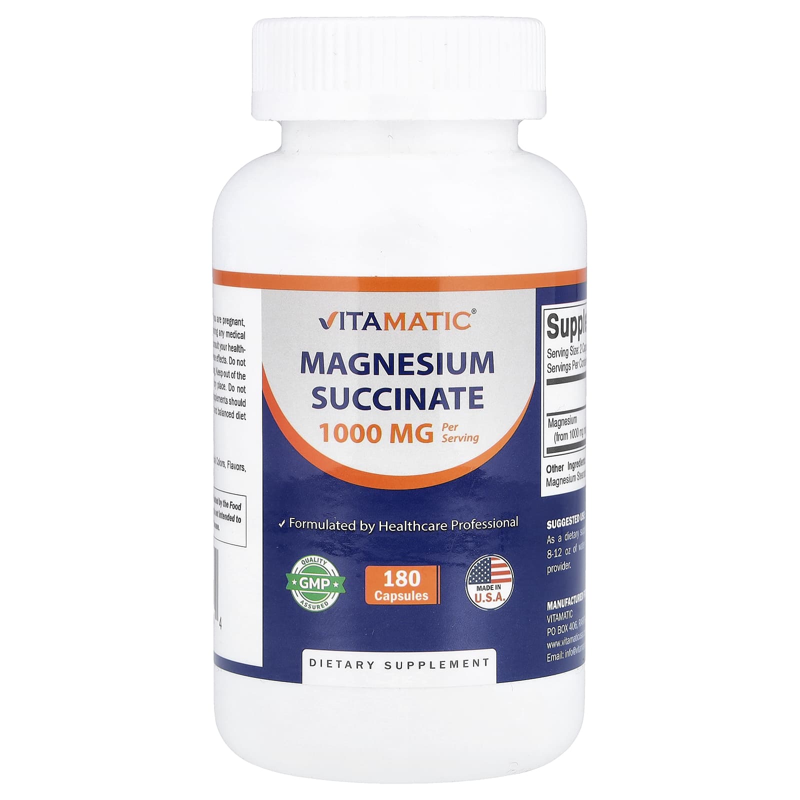 Vitamatic Magnesium Succinate – 180 gélules — Tunisie