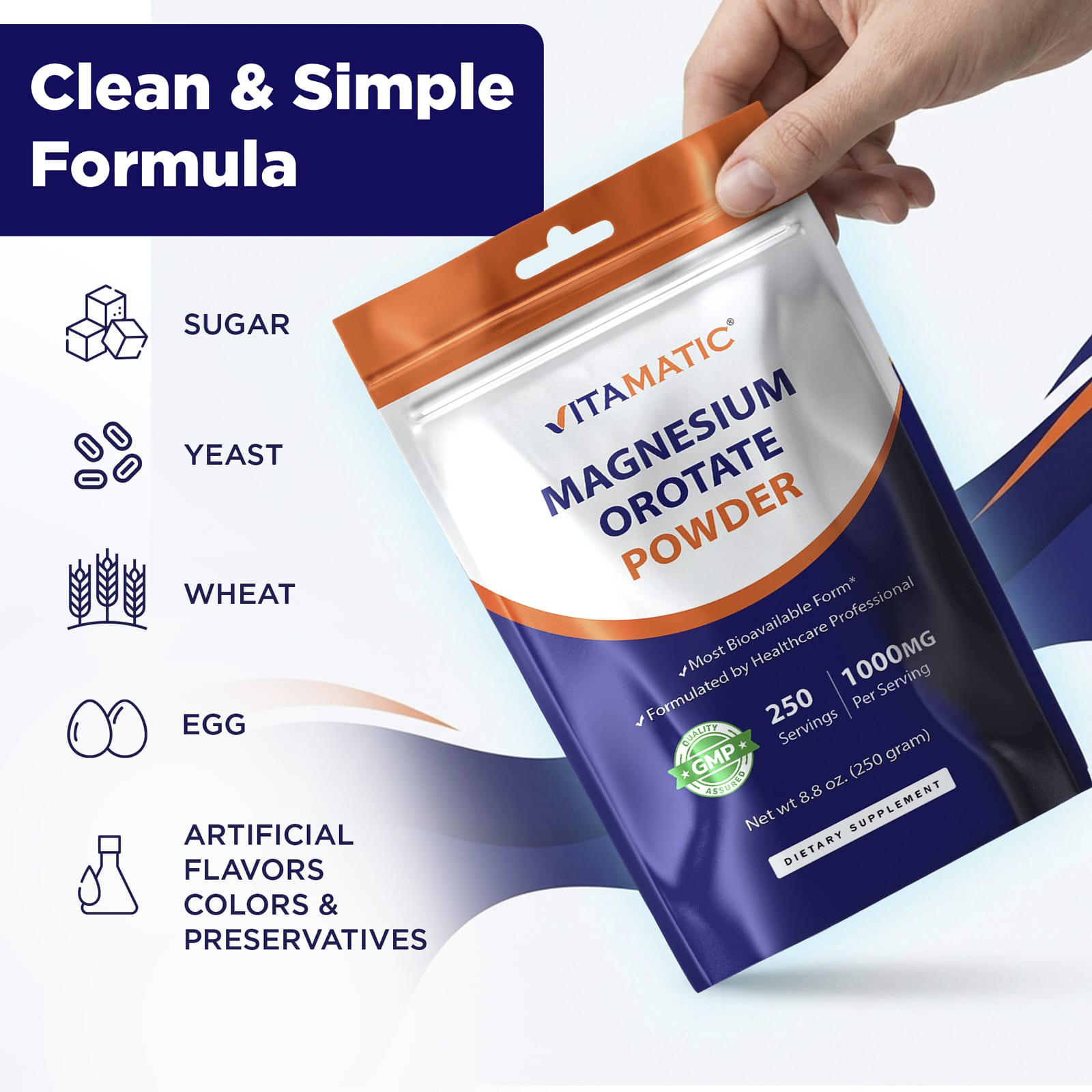 Vitamatic Magnesium Orotate Powder – 250 g — étiquette 2