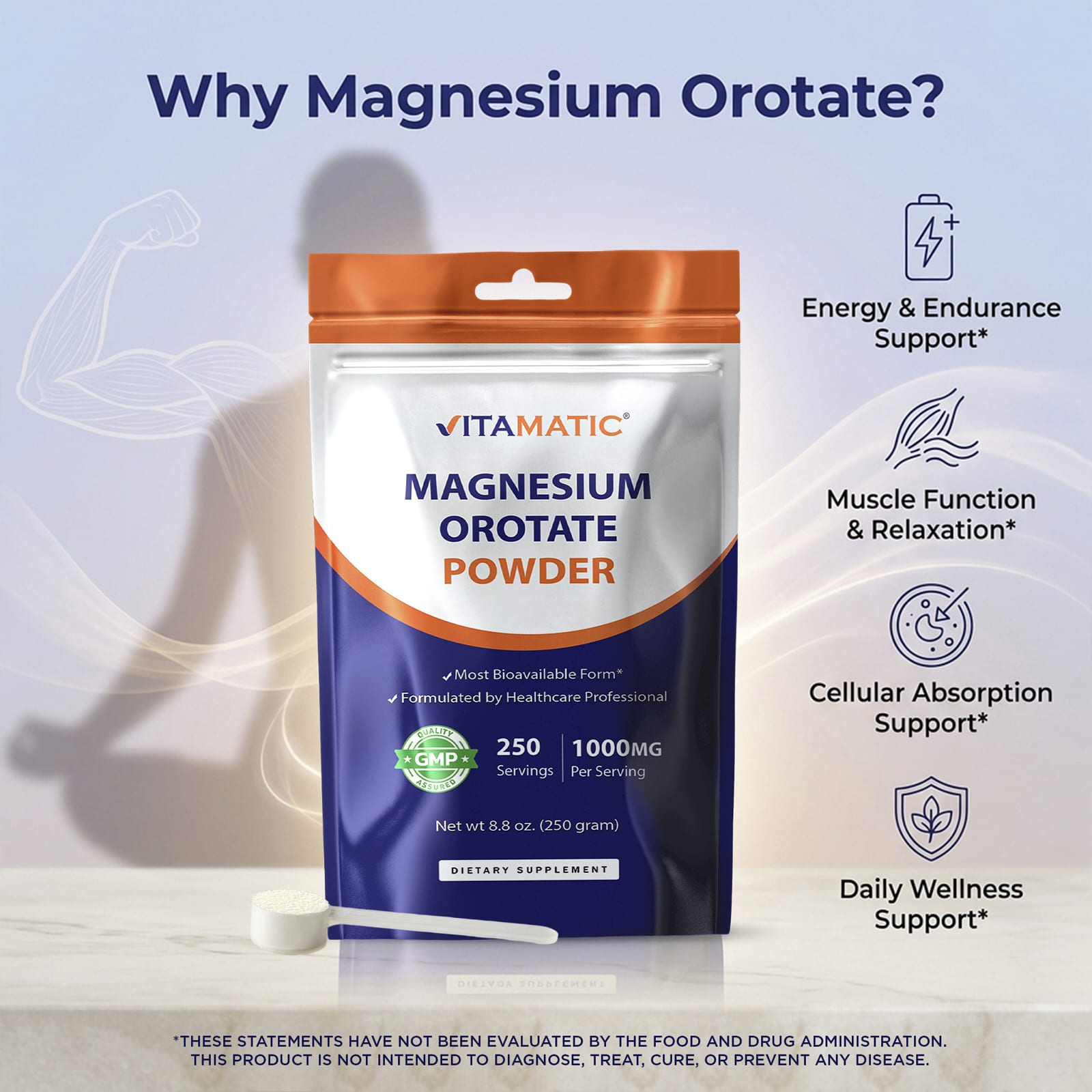 Vitamatic Magnesium Orotate Powder – 250 g — étiquette 5