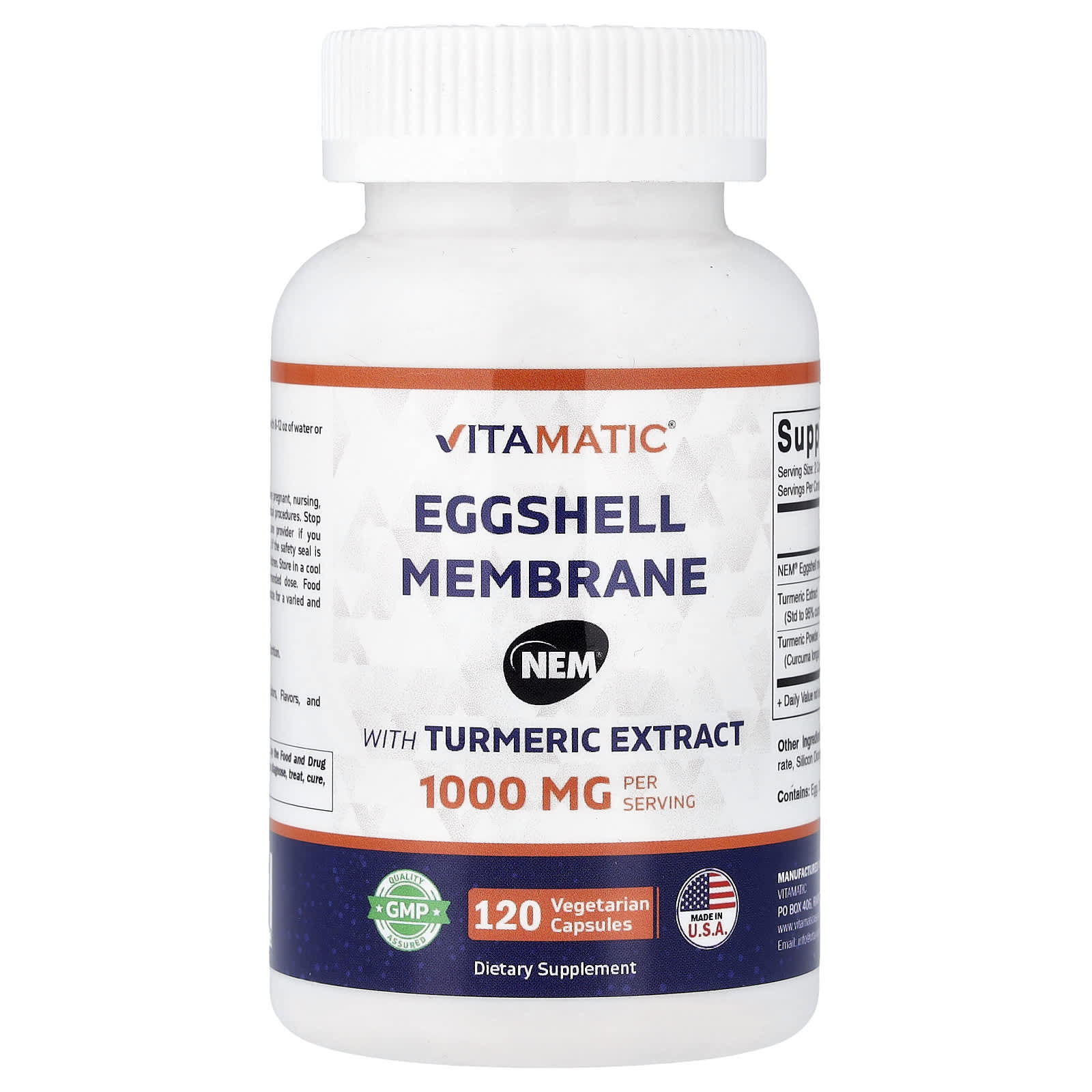 Vitamatic Eggshell Membrane With Turmeric Extract – 120 gélules végétales — Tunisie