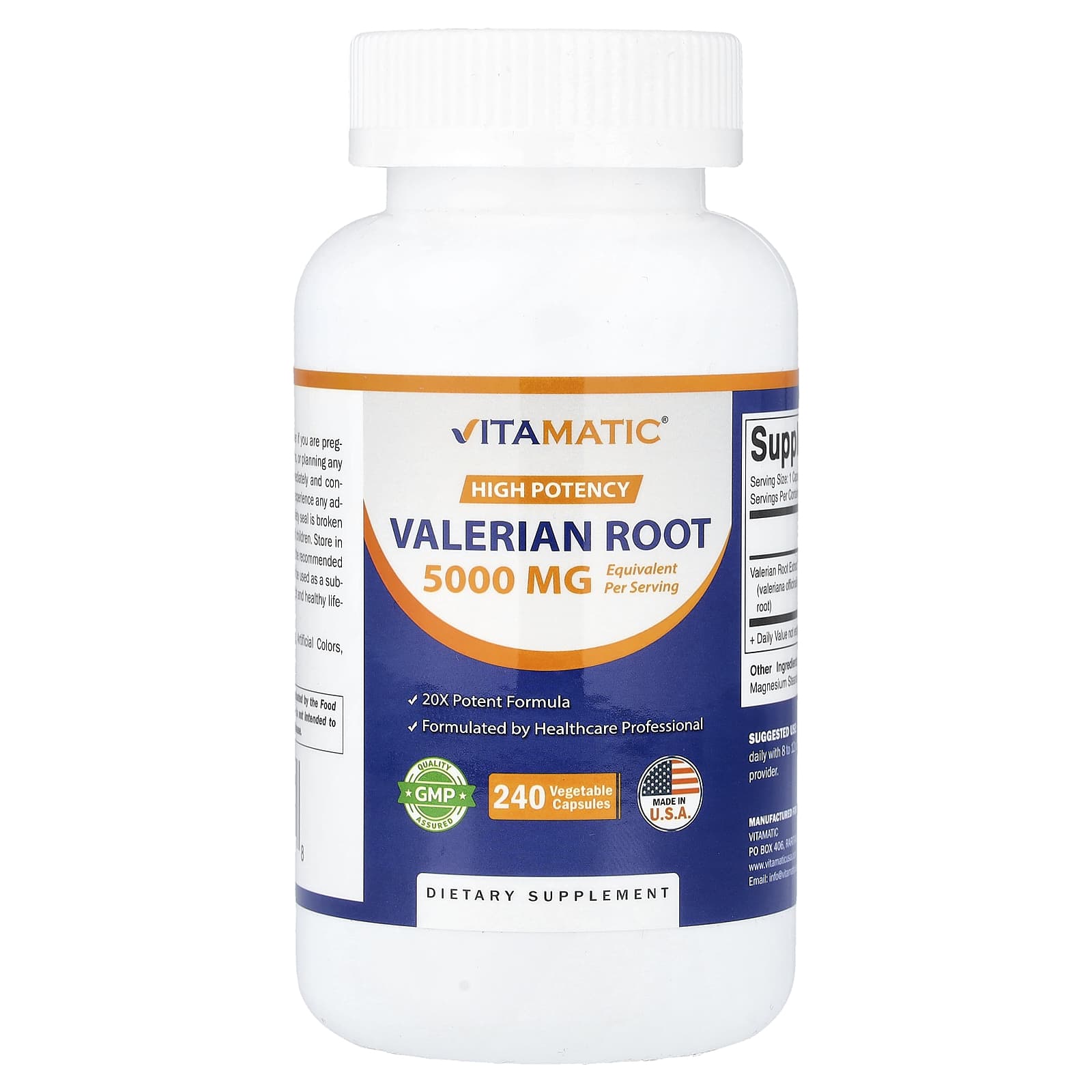 Vitamatic Valerian Root, High Potency, 240 Vegetable Capsules (250 mg per Capsule) — Tunisie