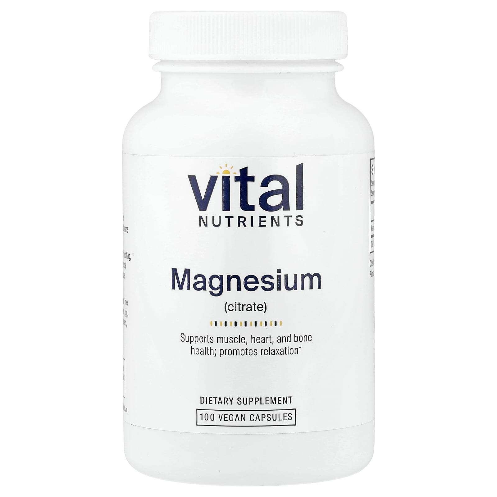 Vital Nutrients Magnesium Citrate – 100 gélules véganes — Tunisie