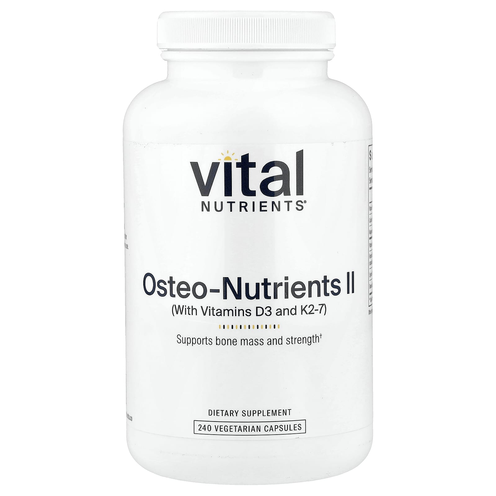 Vital Nutrients Osteo-Nutrients II with Vitamins D3 and K2-7 – 240 gélules végétales — Tunisie