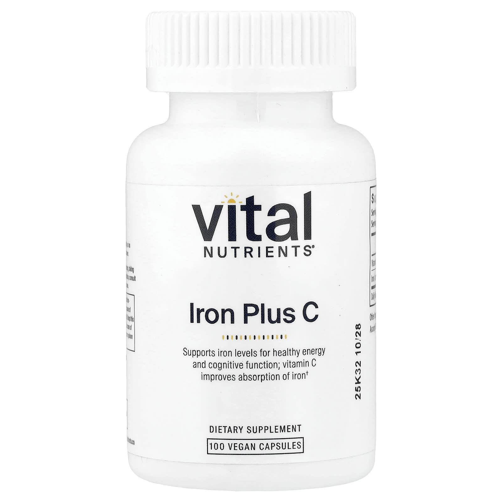 Vital Nutrients Iron Plus C – 100 gélules véganes — Tunisie