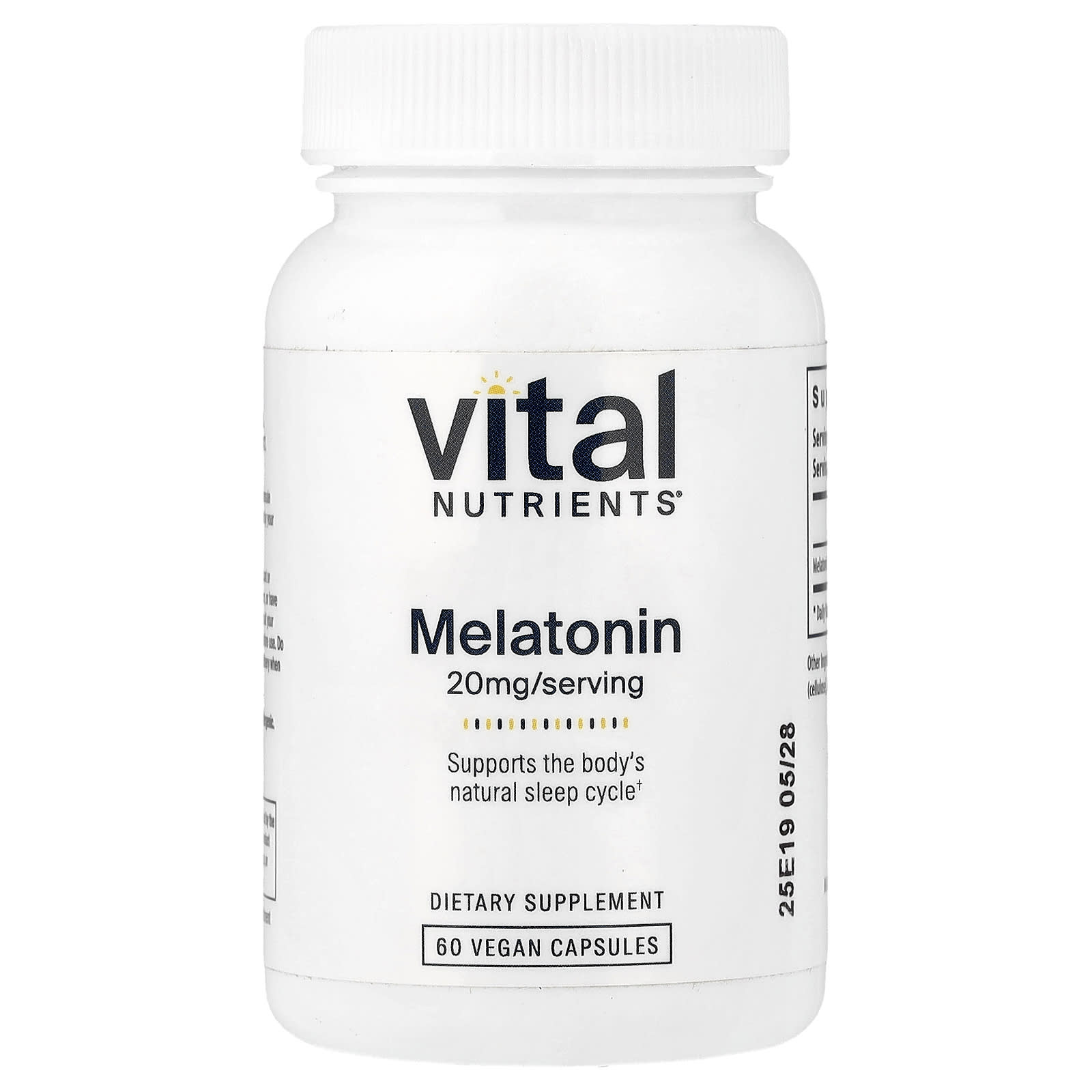 Vital Nutrients Melatonin – 20 mg – 60 gélules véganes — Tunisie