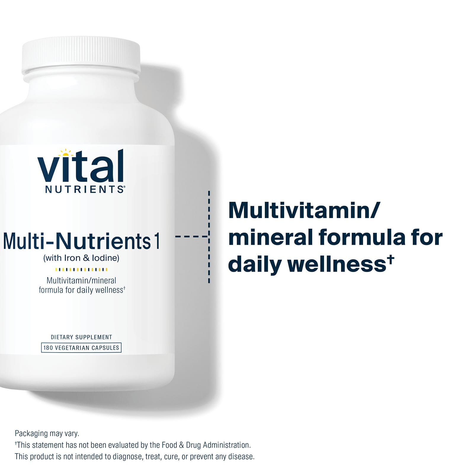 Vital Nutrients Multi-Nutrients 1 with Iron & Iodine – 180 gélules végétales — étiquette 1