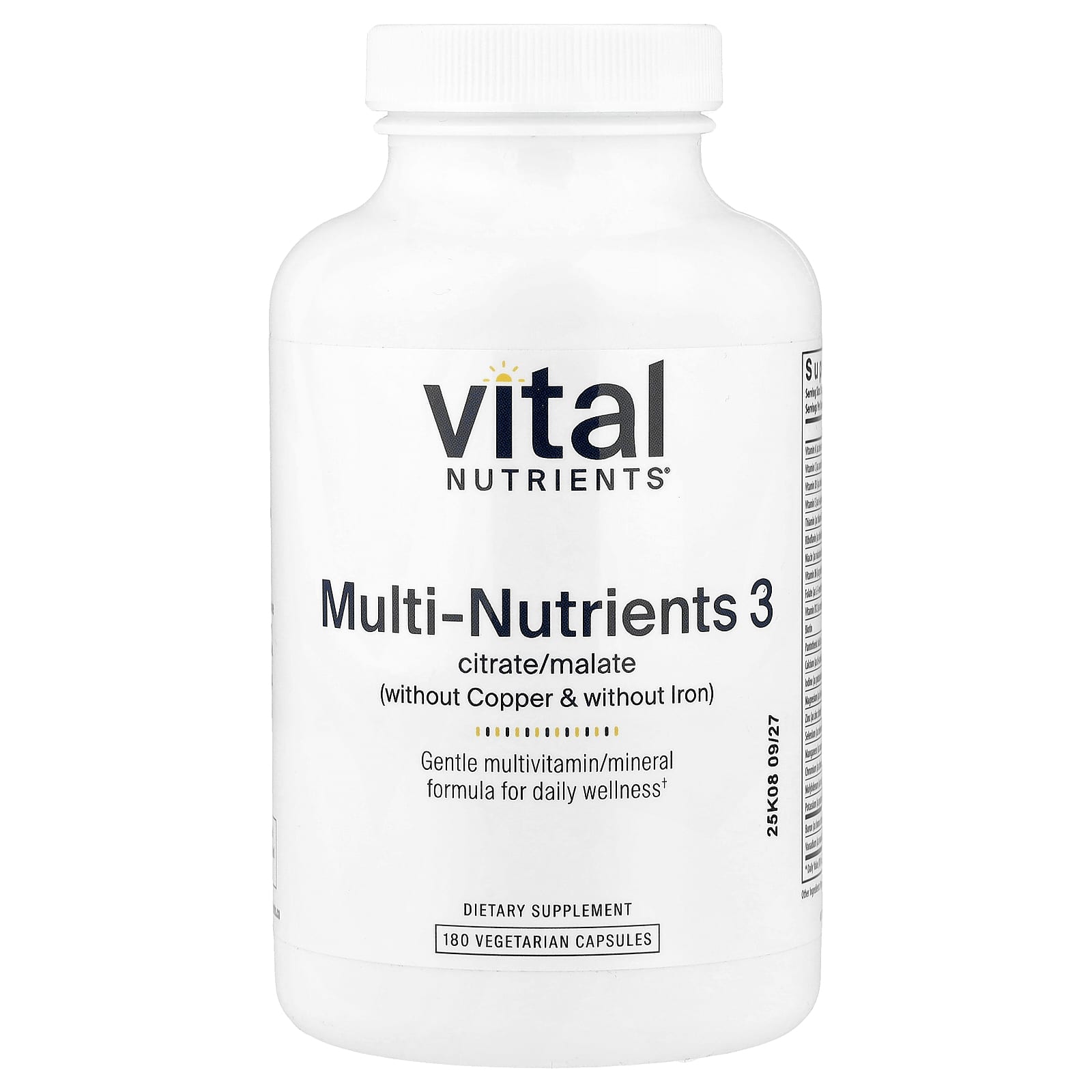 Vital Nutrients Multi-Nutrients 3 – 180 gélules végétales — Tunisie