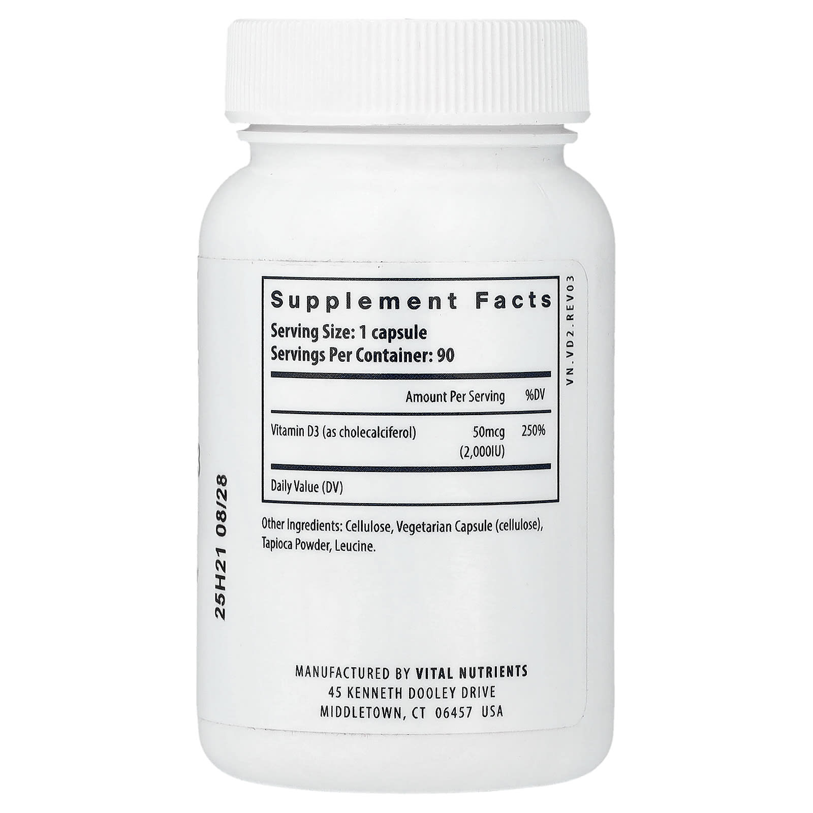 Vital Nutrients Vitamin D3 – 50 µg – 90 gélules — photo 2 sur 2