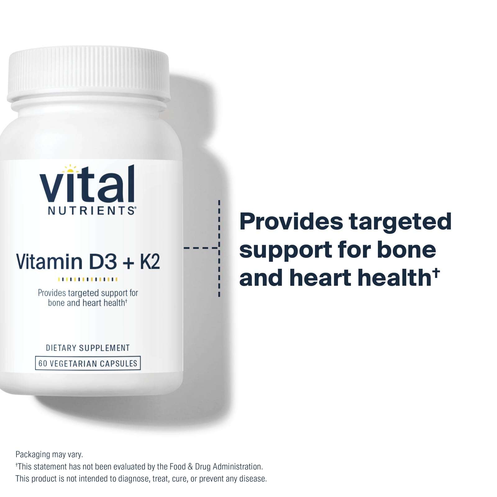 Vital Nutrients Vitamin D3 + K2 – 60 gélules végétales — étiquette 1