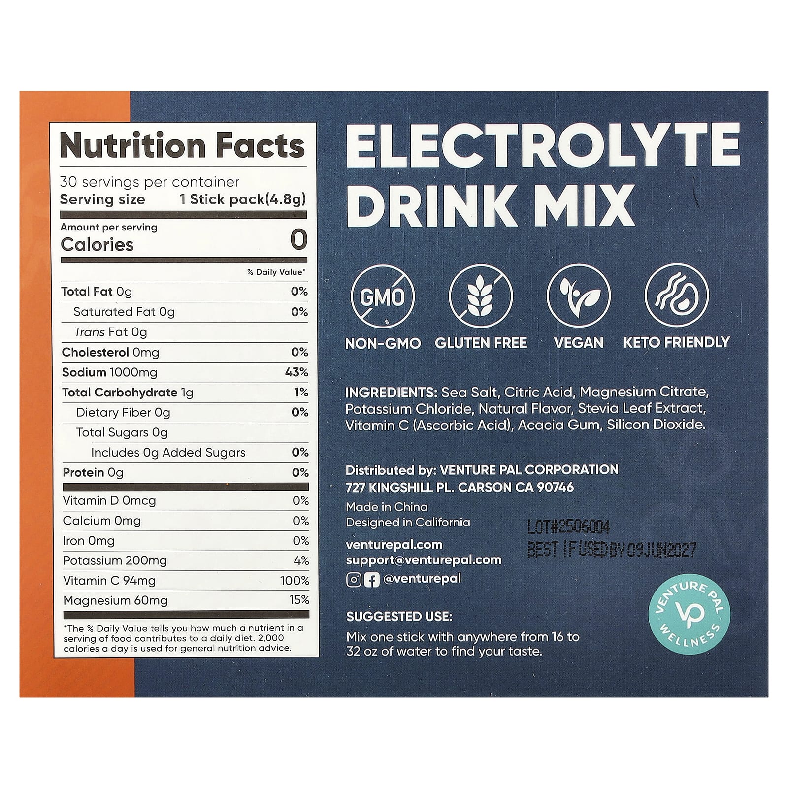 Venture Pal Electrolyte Drink Mix – Orange – 4,8 g — photo 2 sur 2