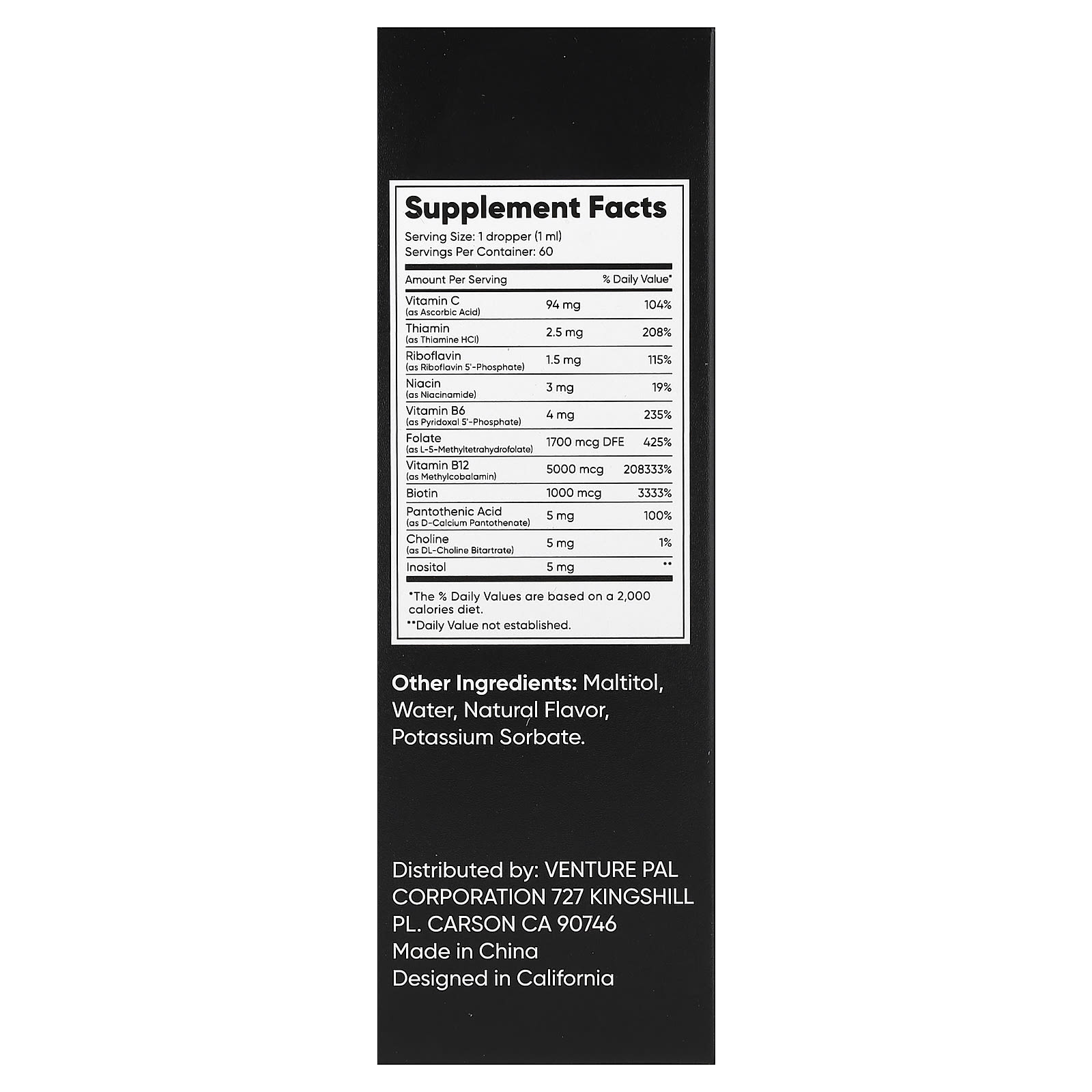 Venture Pal 8-in-1 Vitamin B Complex – Lemon – 60 ml — photo 2 sur 2