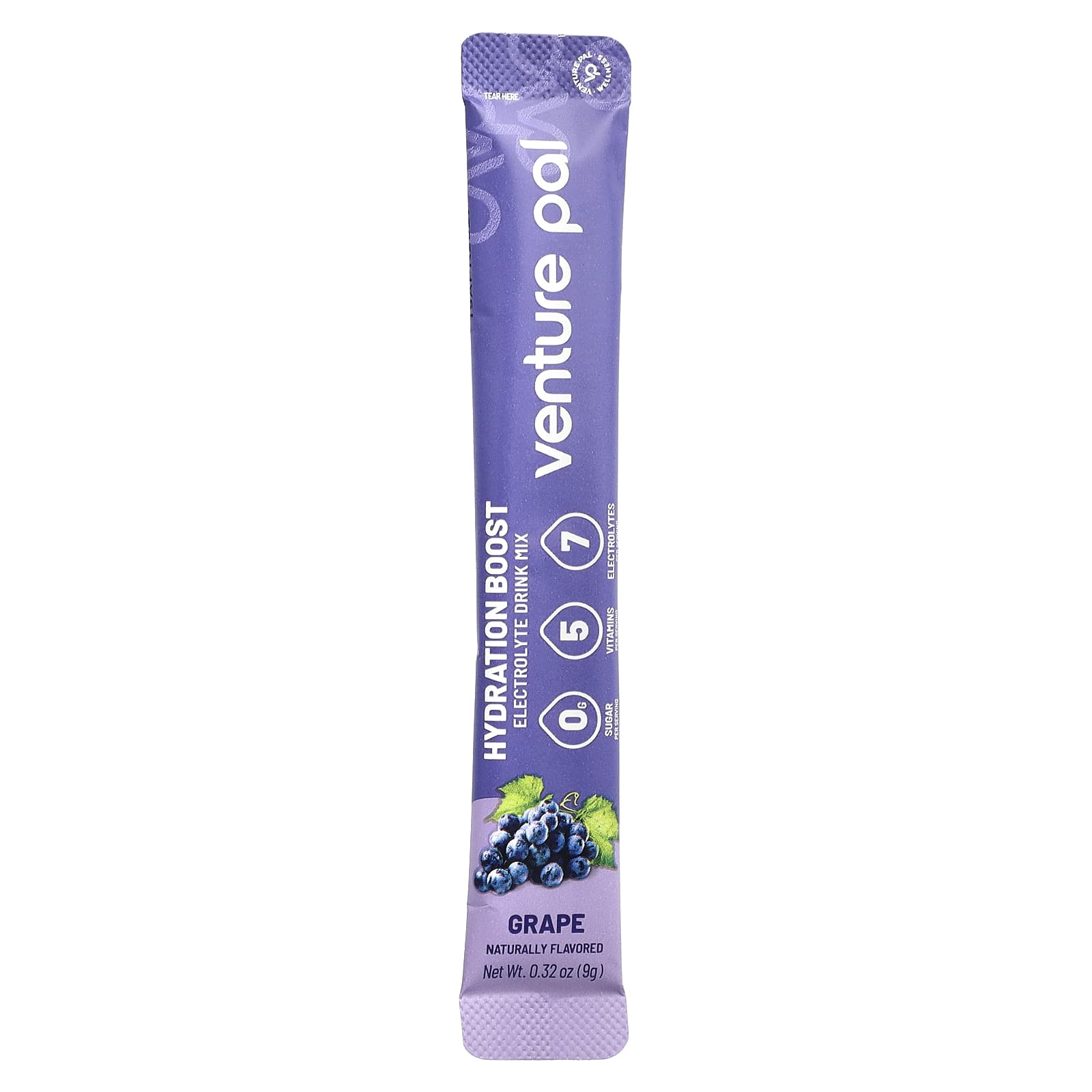 Venture Pal Hydration Boost, Electrolyte Drink Mix – Grape – 9 g — étiquette 1