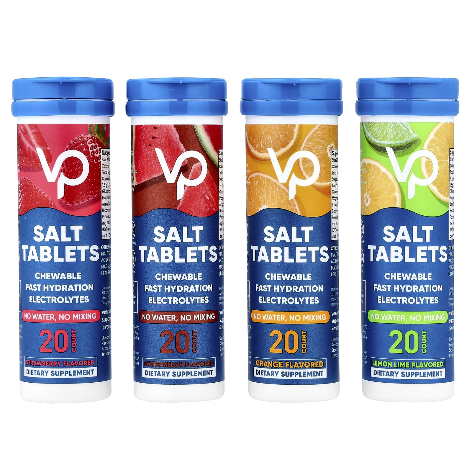 Venture Pal Salt Tablets Chewable Electrolytes, Variety Pack – 80 comprimés — étiquette 1