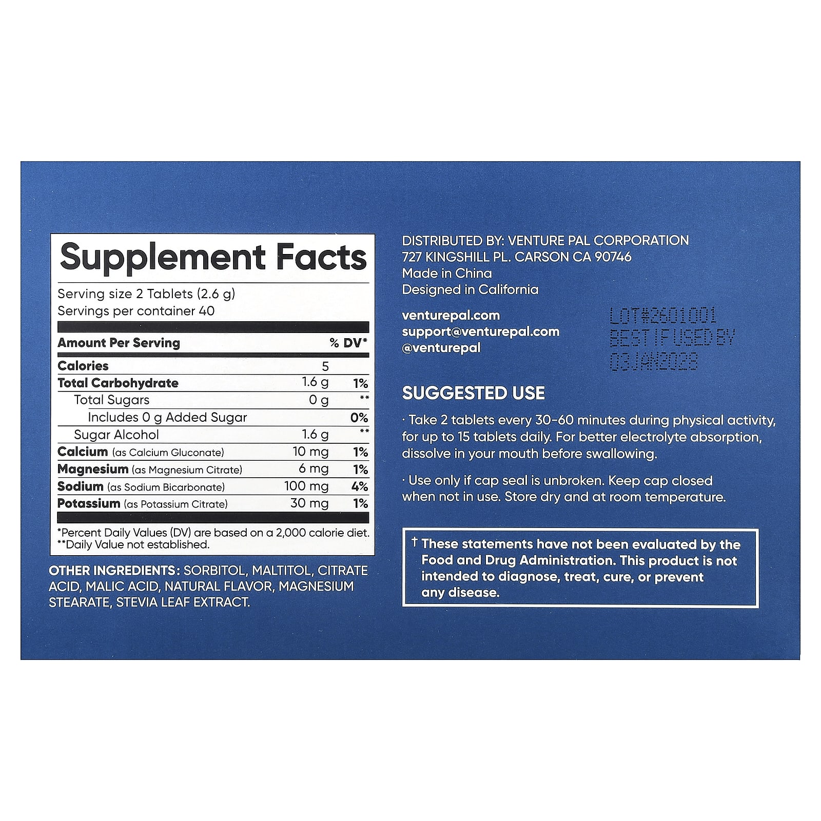Venture Pal Salt Tablets Chewable Electrolytes, Variety Pack – 80 comprimés — photo 2 sur 2