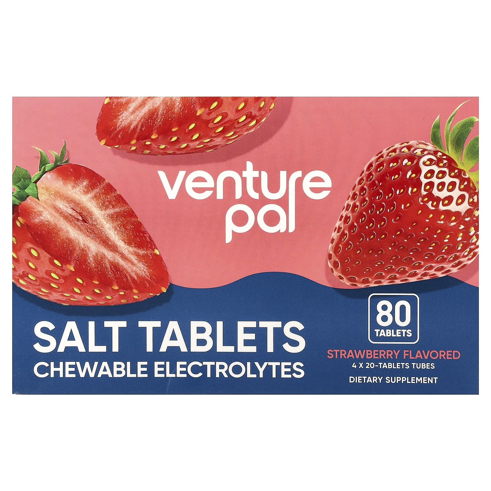 Venture Pal Salt Tablets Chewable Electrolytes – Strawberry – 80 comprimés — Tunisie