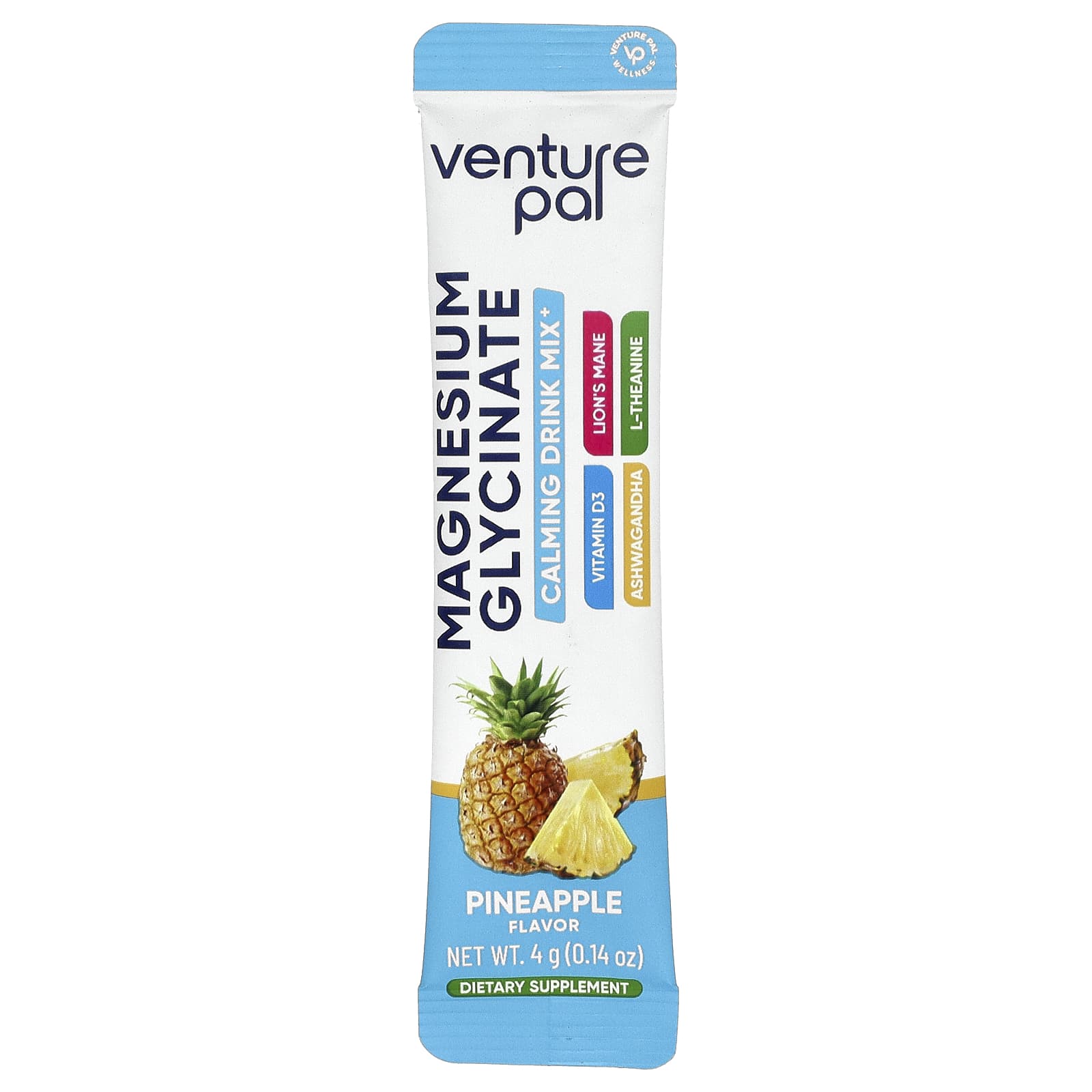 Venture Pal Calming Drink Mix+, Magnesium Glycinate – Pineapple – 4 g — étiquette 1