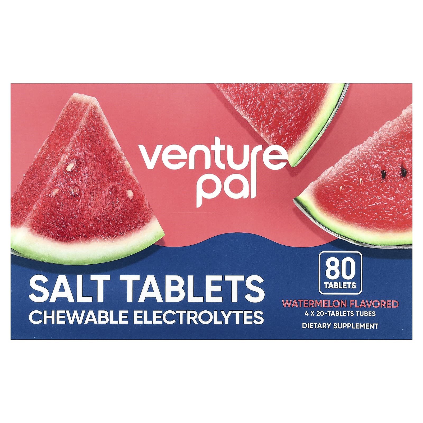 Venture Pal Salt Tablets, Chewable Electrolytes – Watermelon – 80 comprimés — Tunisie