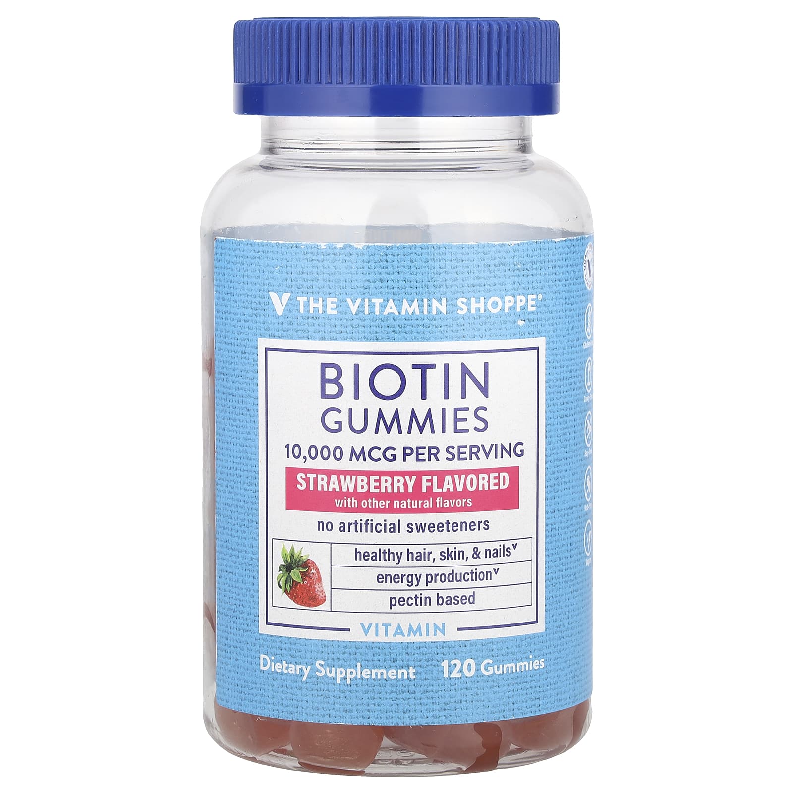 The Vitamin Shoppe Biotin Gummies – Strawberry – 120 gommes — Tunisie