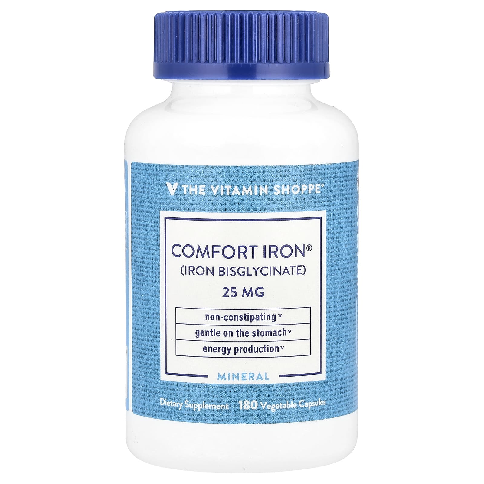 The Vitamin Shoppe Comfort Iron – 180 gélules végétales – 25 mg — Tunisie