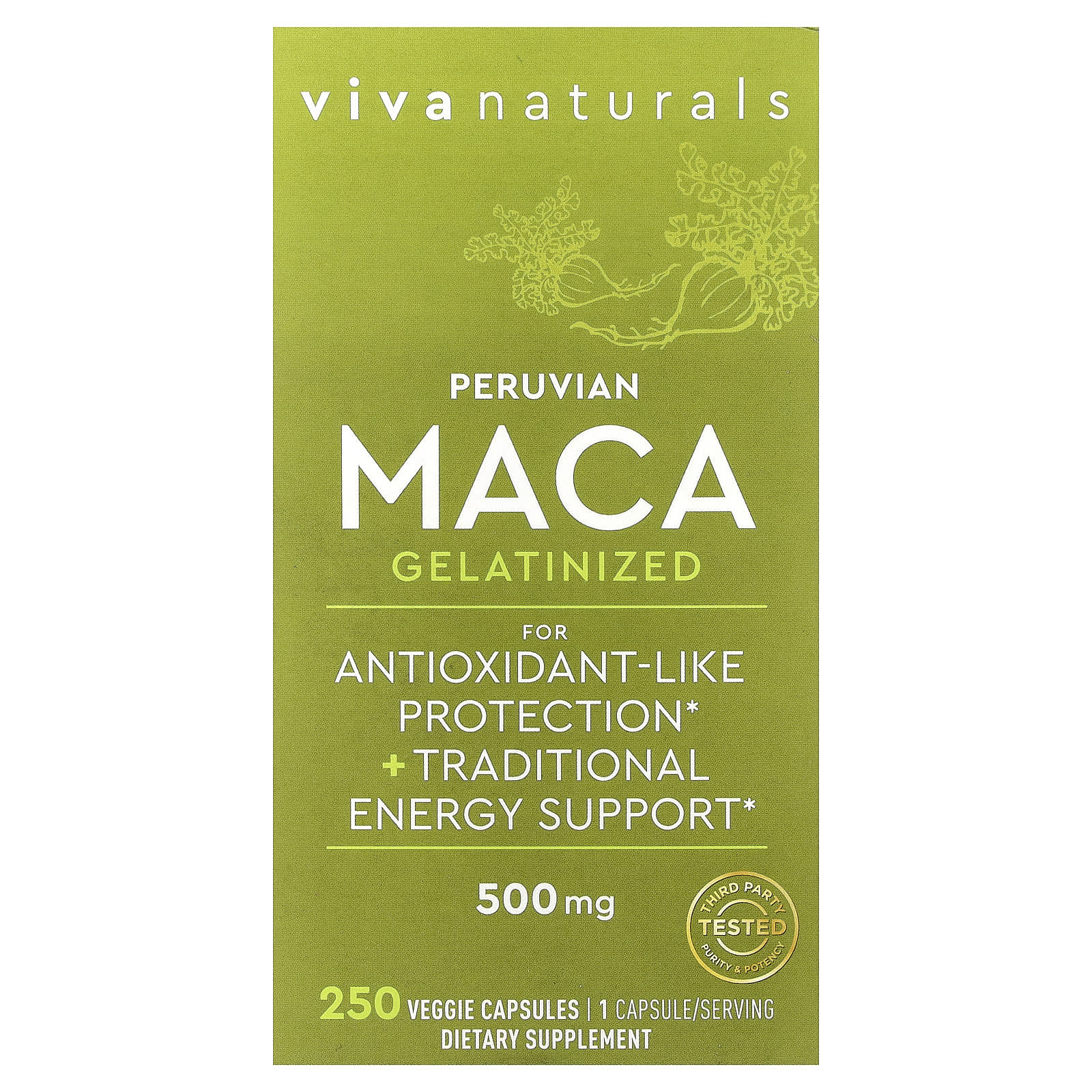 Viva Naturals Peruvian Maca, Gelatinized – 250 gélules végétales — Tunisie
