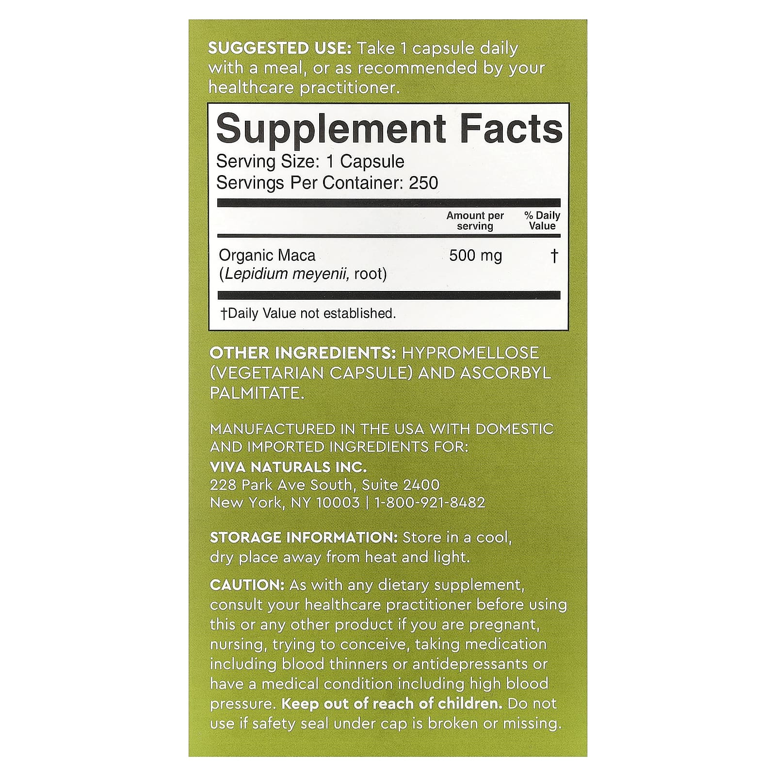 Viva Naturals Peruvian Maca, Gelatinized – 250 gélules végétales — photo 2 sur 2