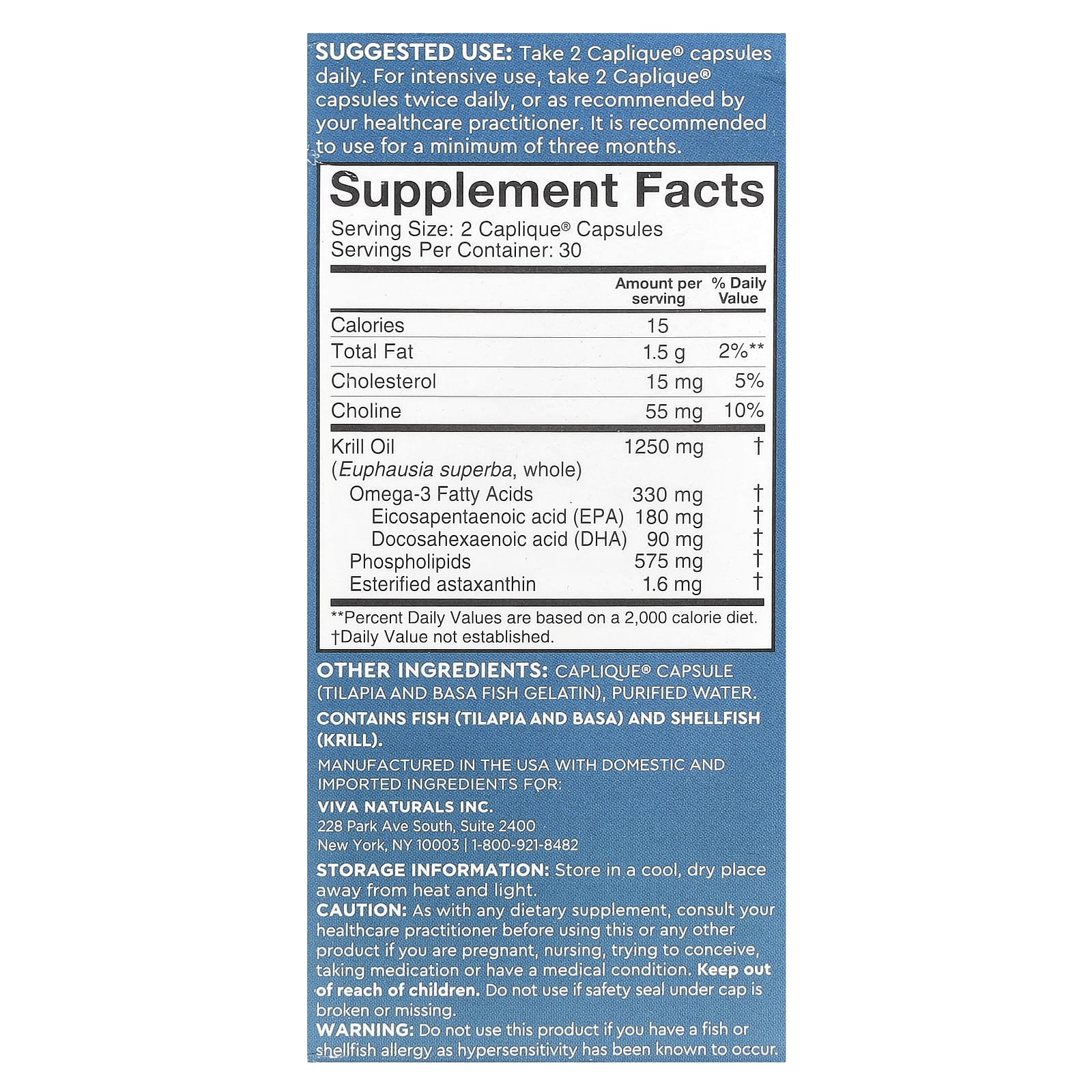 Viva Naturals Antarctic Krill Oil with Astaxanthin, 60 Caplique Capsules — photo 2 sur 2