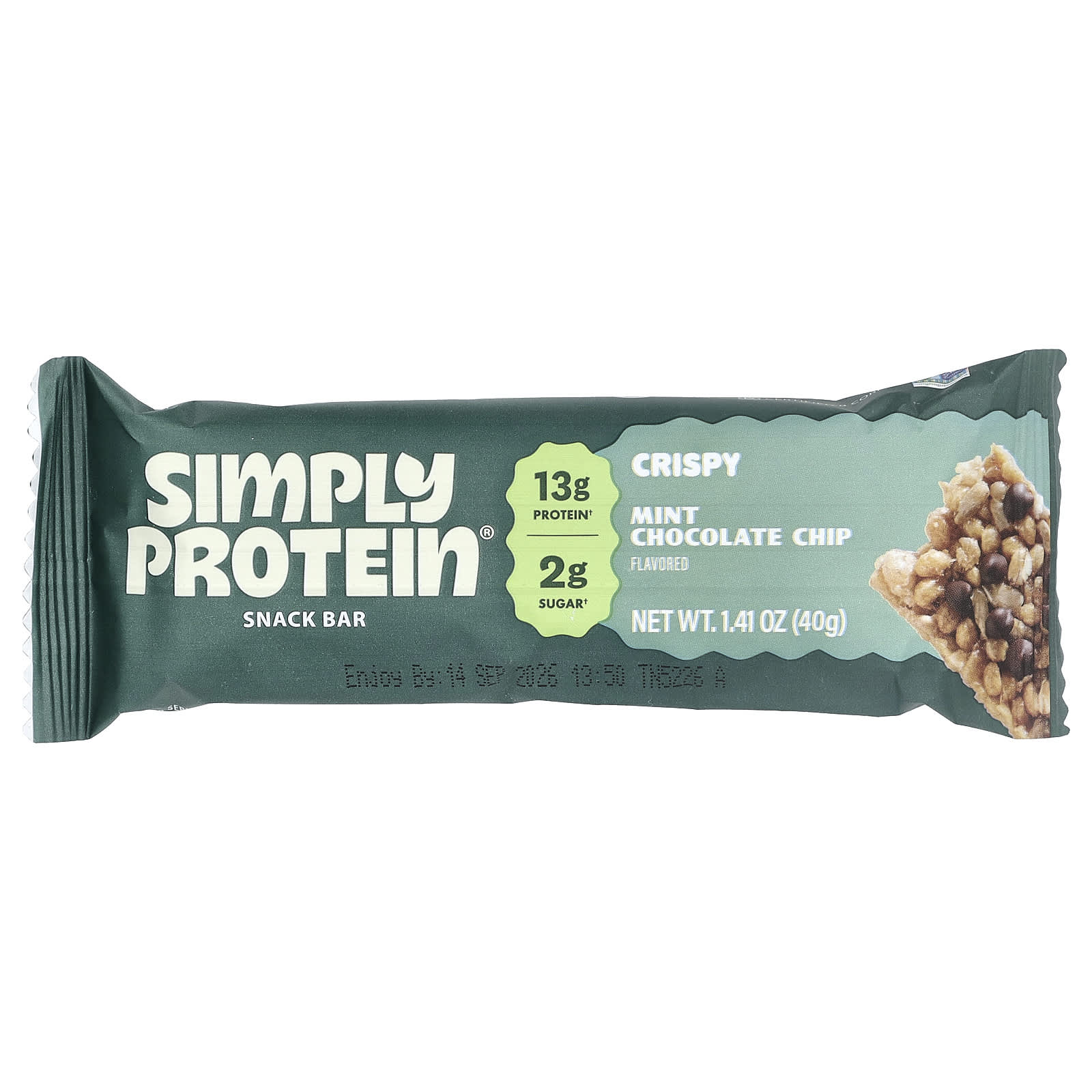 Simply Protein Crispy Snack Bars – Mint Chocolate Chip – 40 g — étiquette 1