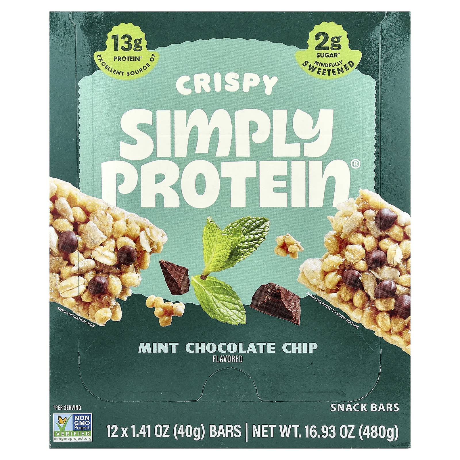 Simply Protein Crispy Snack Bars – Mint Chocolate Chip – 40 g — Tunisie
