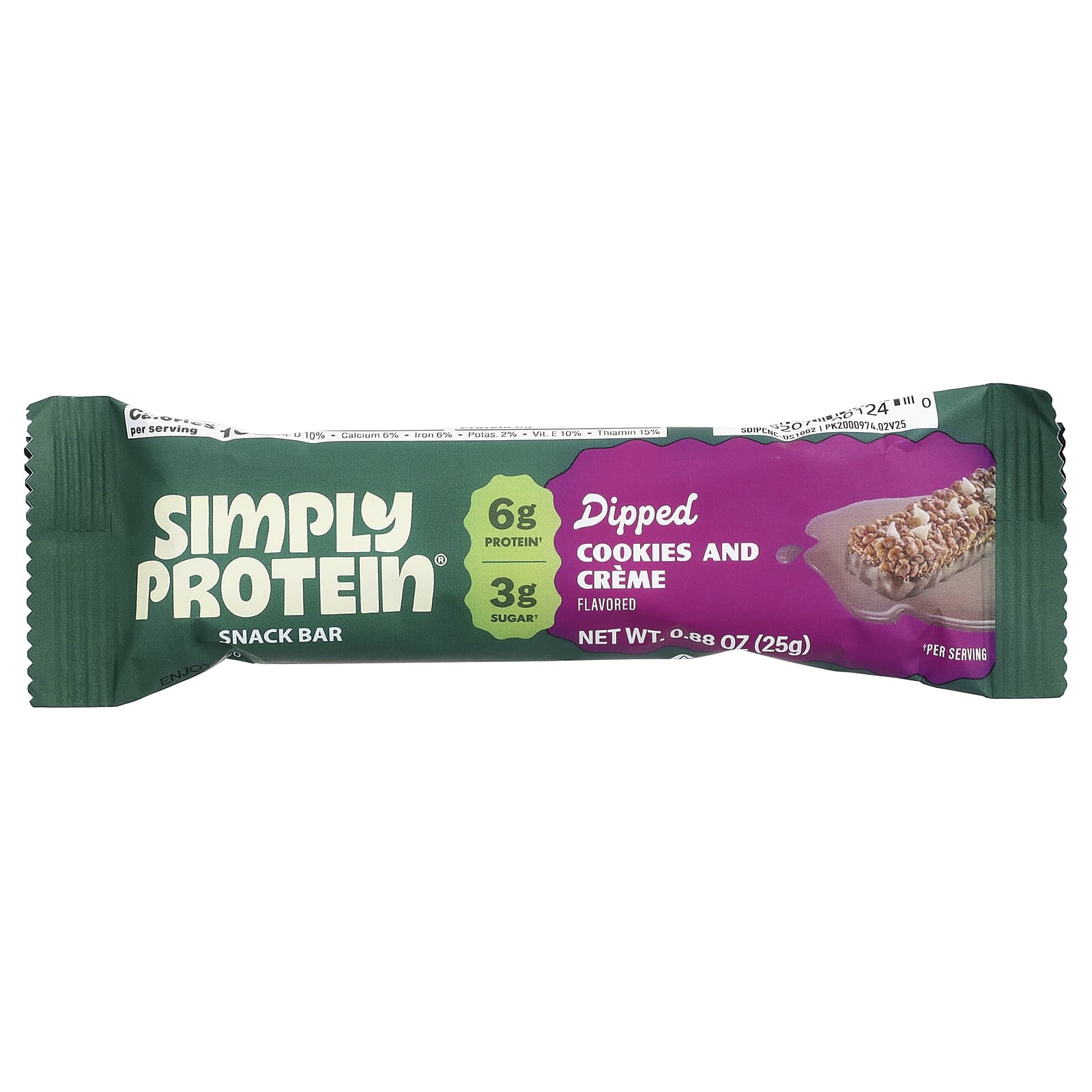 Simply Protein Dipped Snack Bars – Cookies & Creme – 25 g — étiquette 1