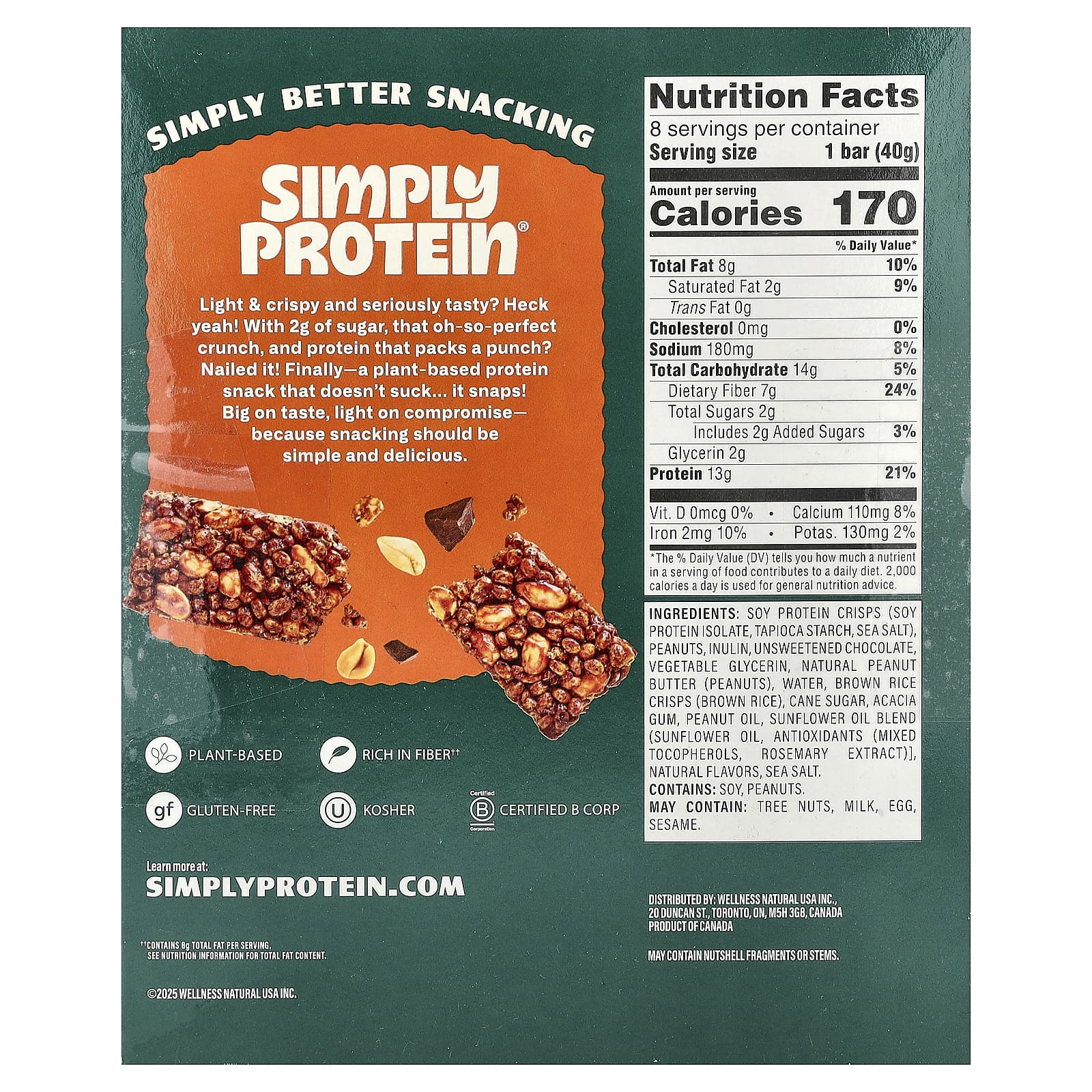 Simply Protein Crispy Snack Bars – Peanut Butter Chocolate – 40 g — photo 2 sur 2