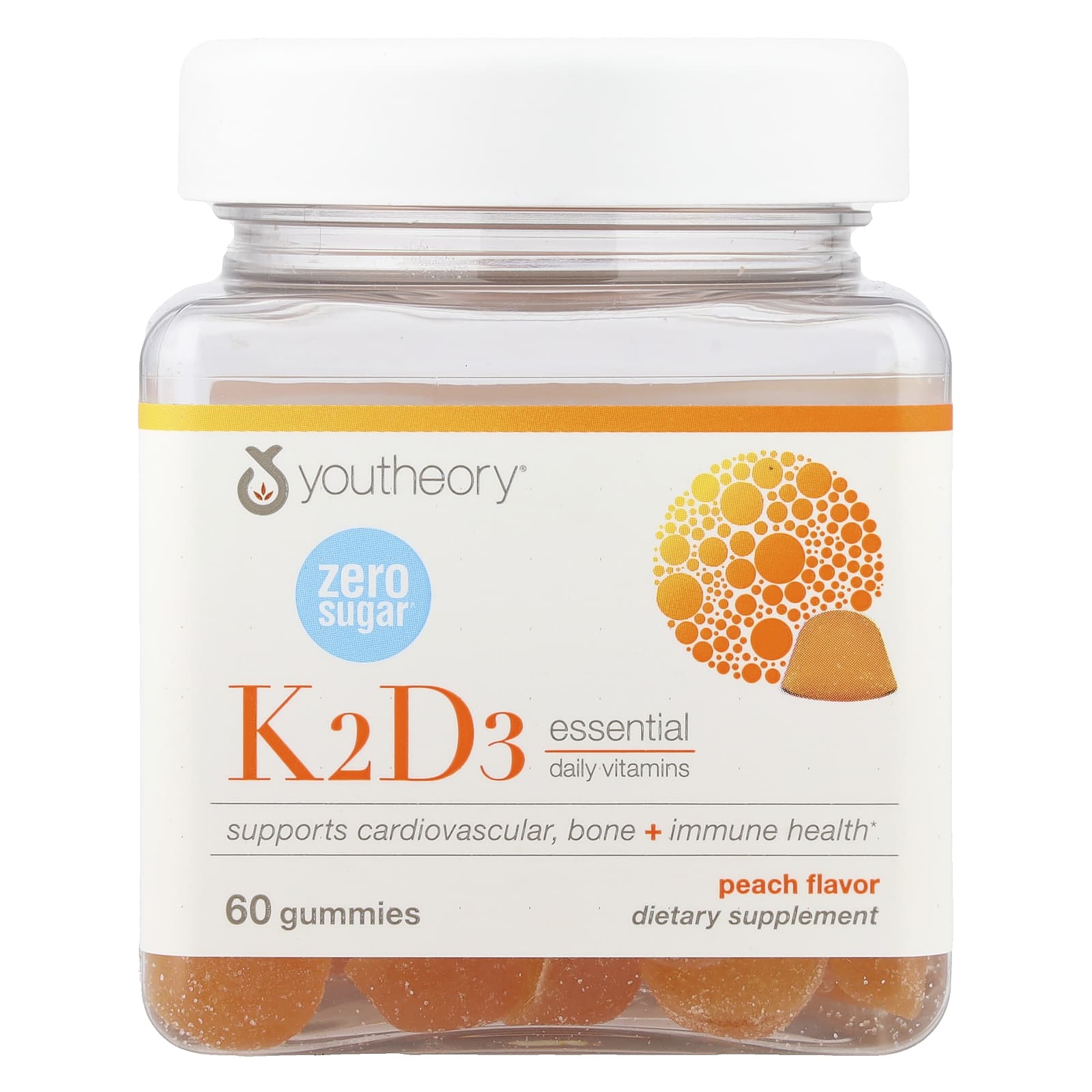 Youtheory Vitamin K2 & D3 Gummies – Peach – 3 gommes — Tunisie