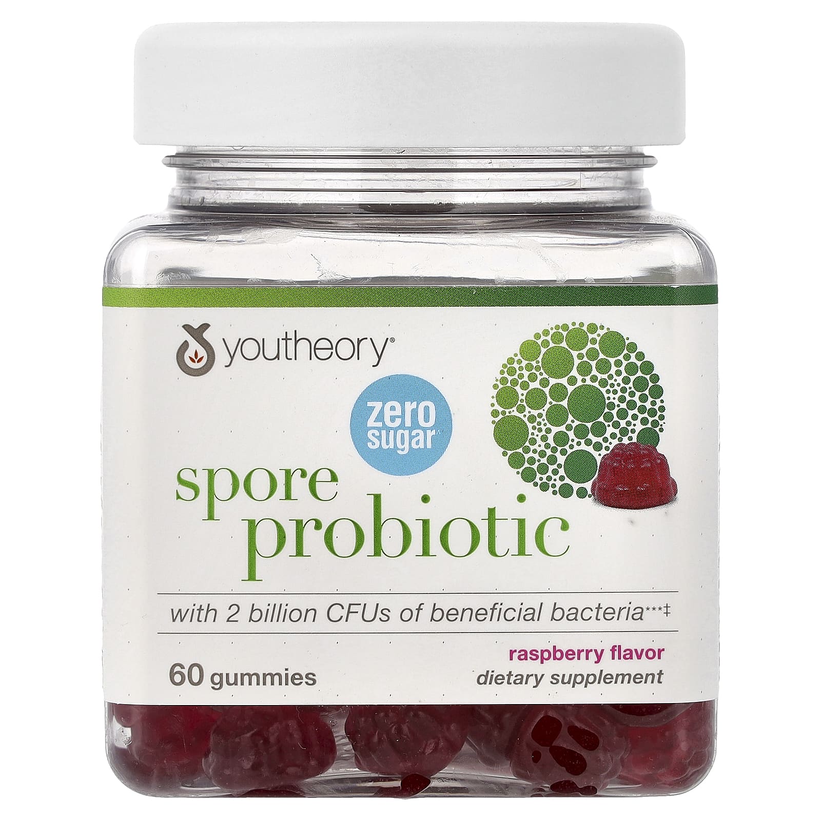 Youtheory Spore Probiotic Gummies – Raspberry – 60 gommes — Tunisie