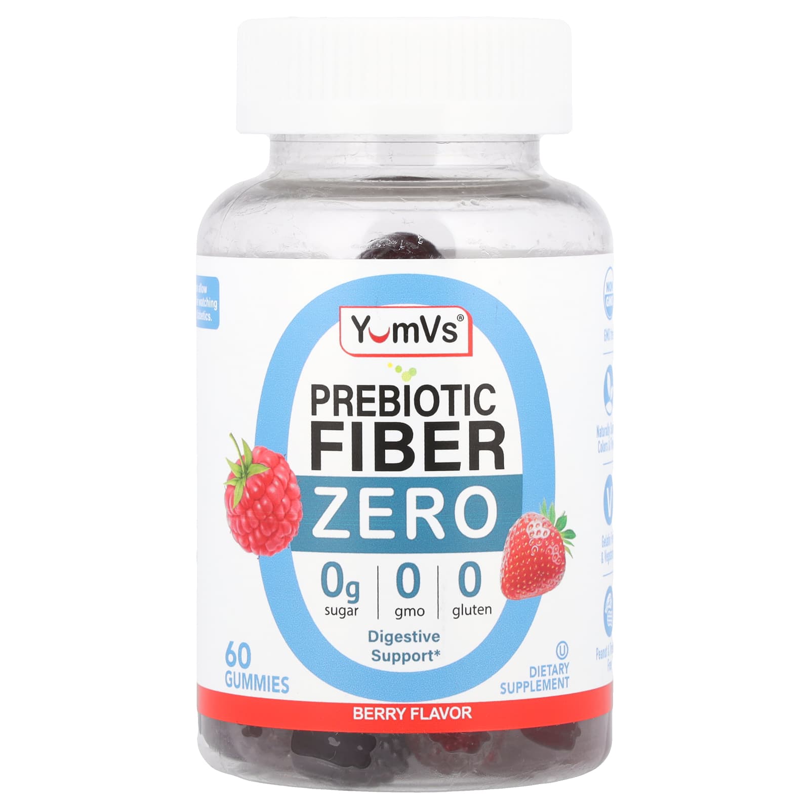 YumVs Zero Prebiotic Fiber Gummies – Berry – 60 gommes — Tunisie