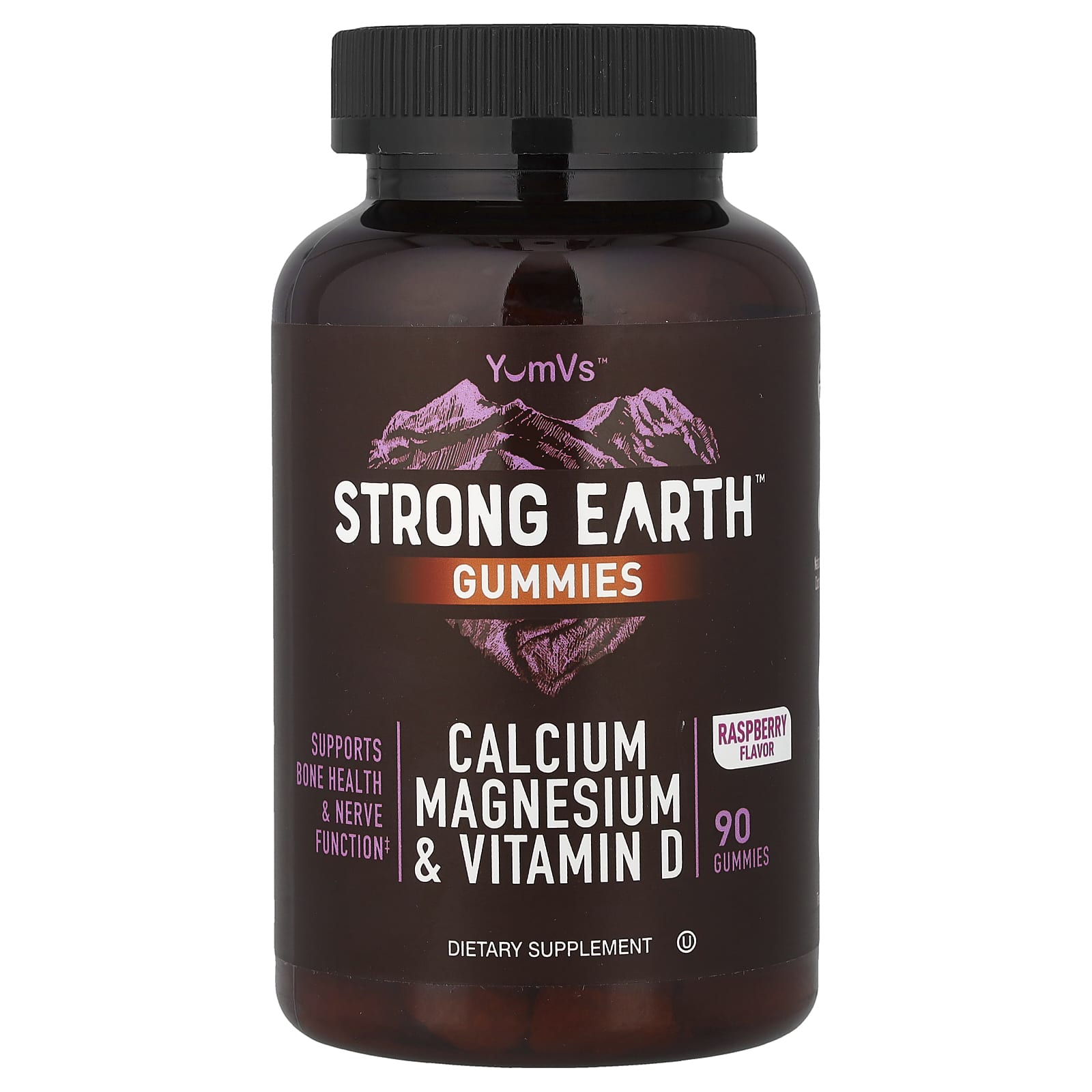 YumVs Strong Earth Gummies, Calcium Magnesium & Vitamin D – Raspberry – 90 gommes — Tunisie