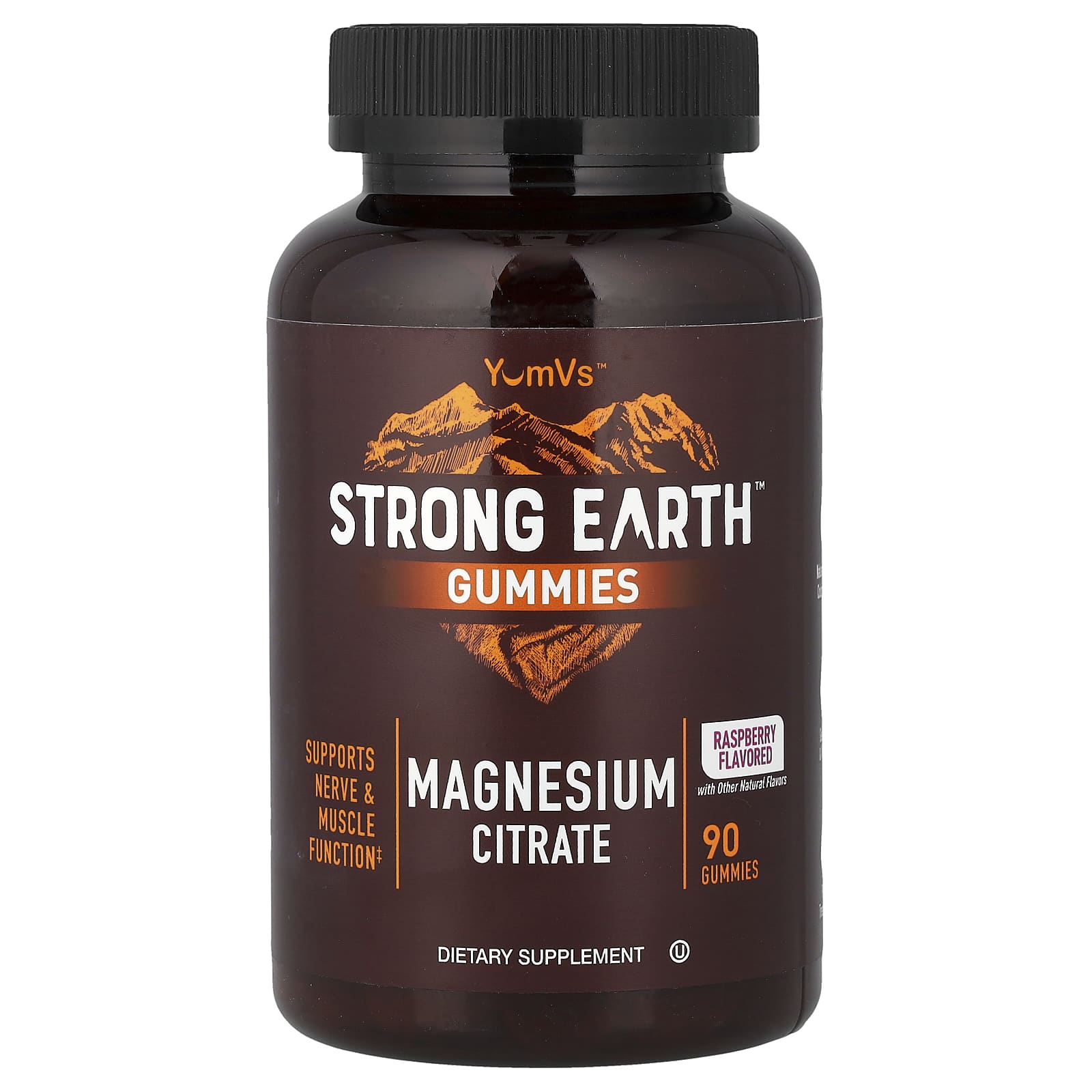 YumVs Strong Earth Gummies, Magnesium Citrate – Raspberry – 90 gommes — Tunisie
