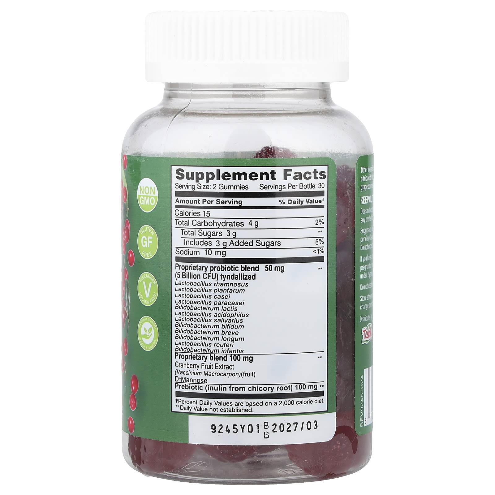 YumVs Probiotic Cranberry Gummies, Berry – Probiotic Cranberry Gummies – 60 gommes — photo 2 sur 2