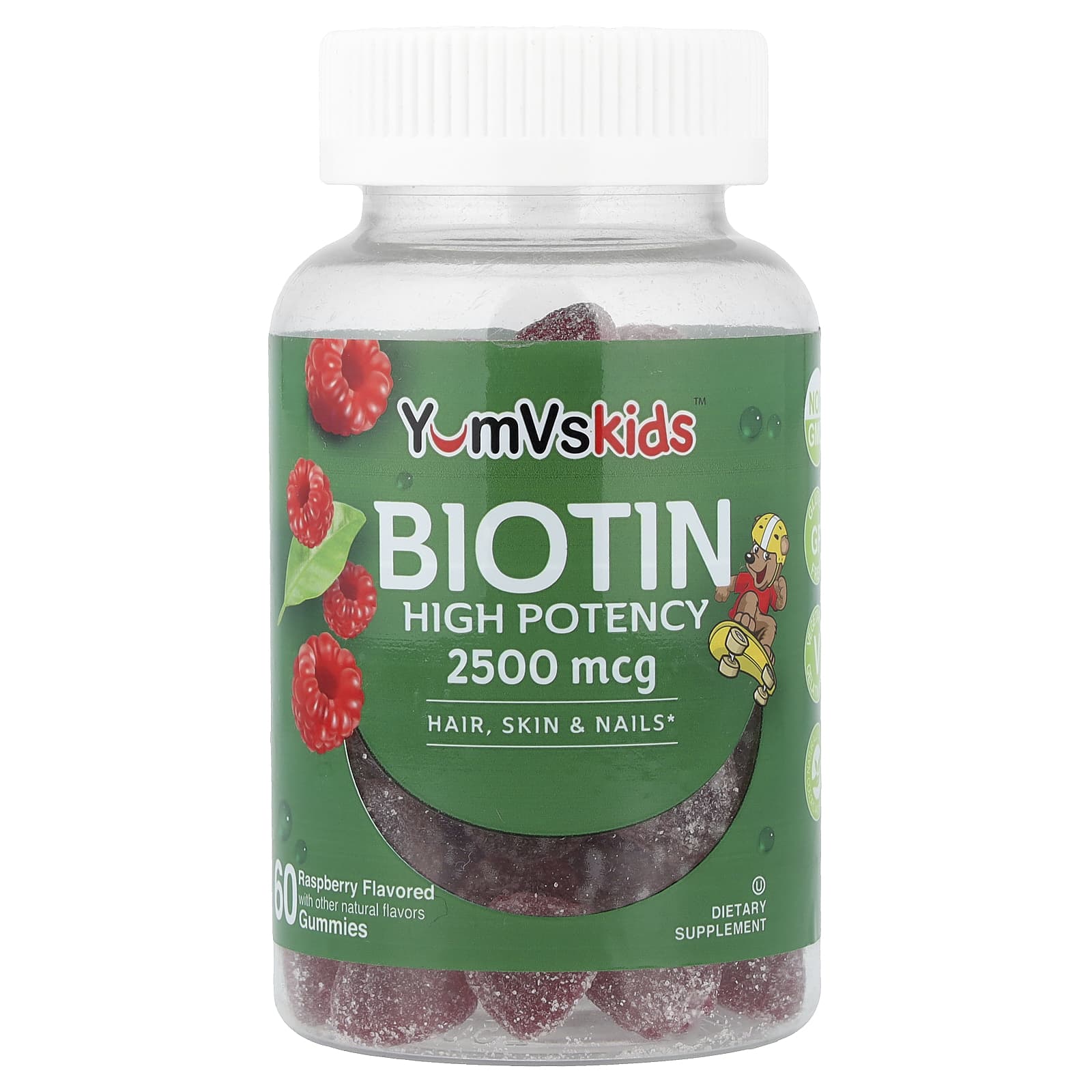 YumVs Biotin Gummies, High Potency – Raspberry – 60 gommes — Tunisie