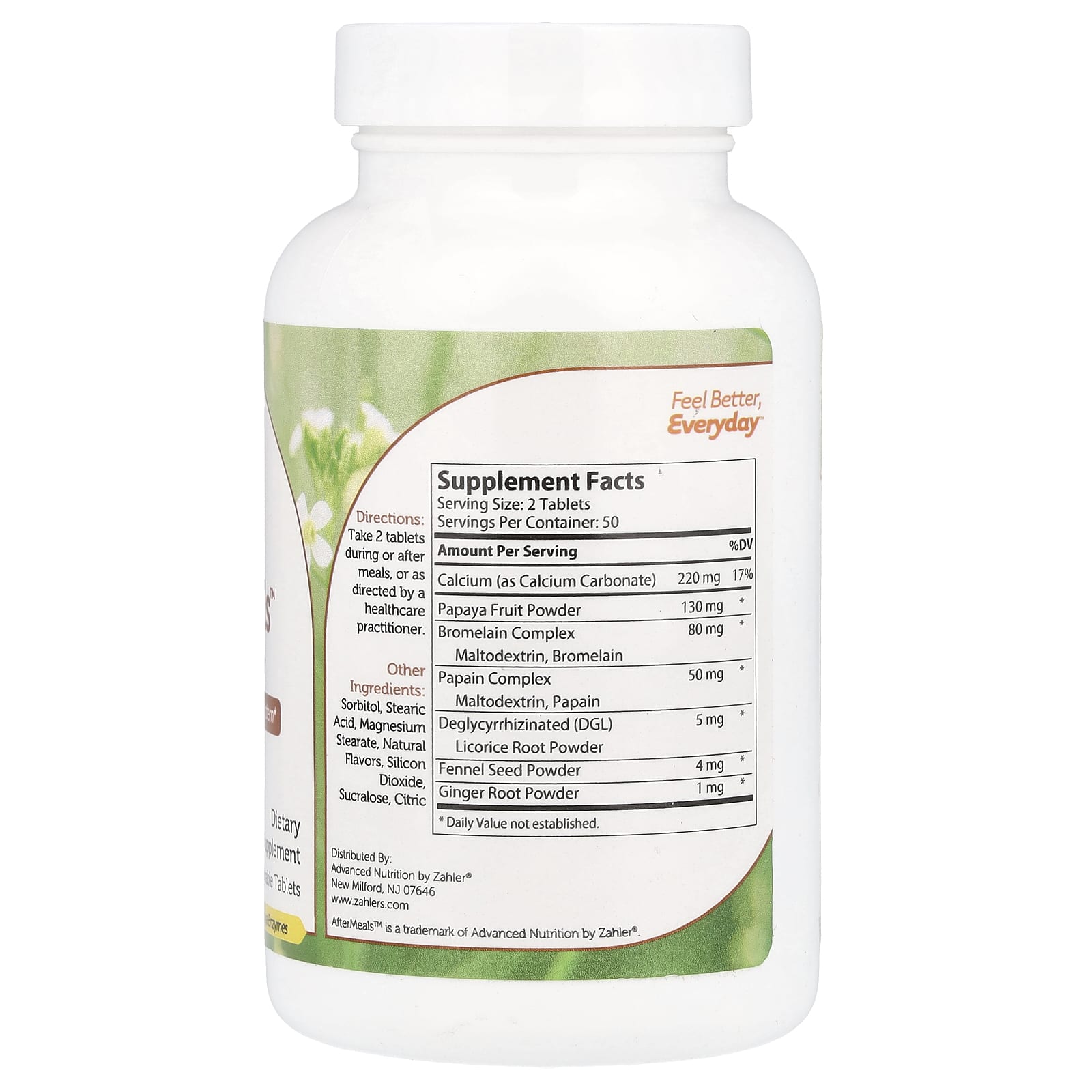 Zahler AfterMeals, 100 Chewable Tablets – Fruit-Based Enzymes+ — photo 2 sur 2