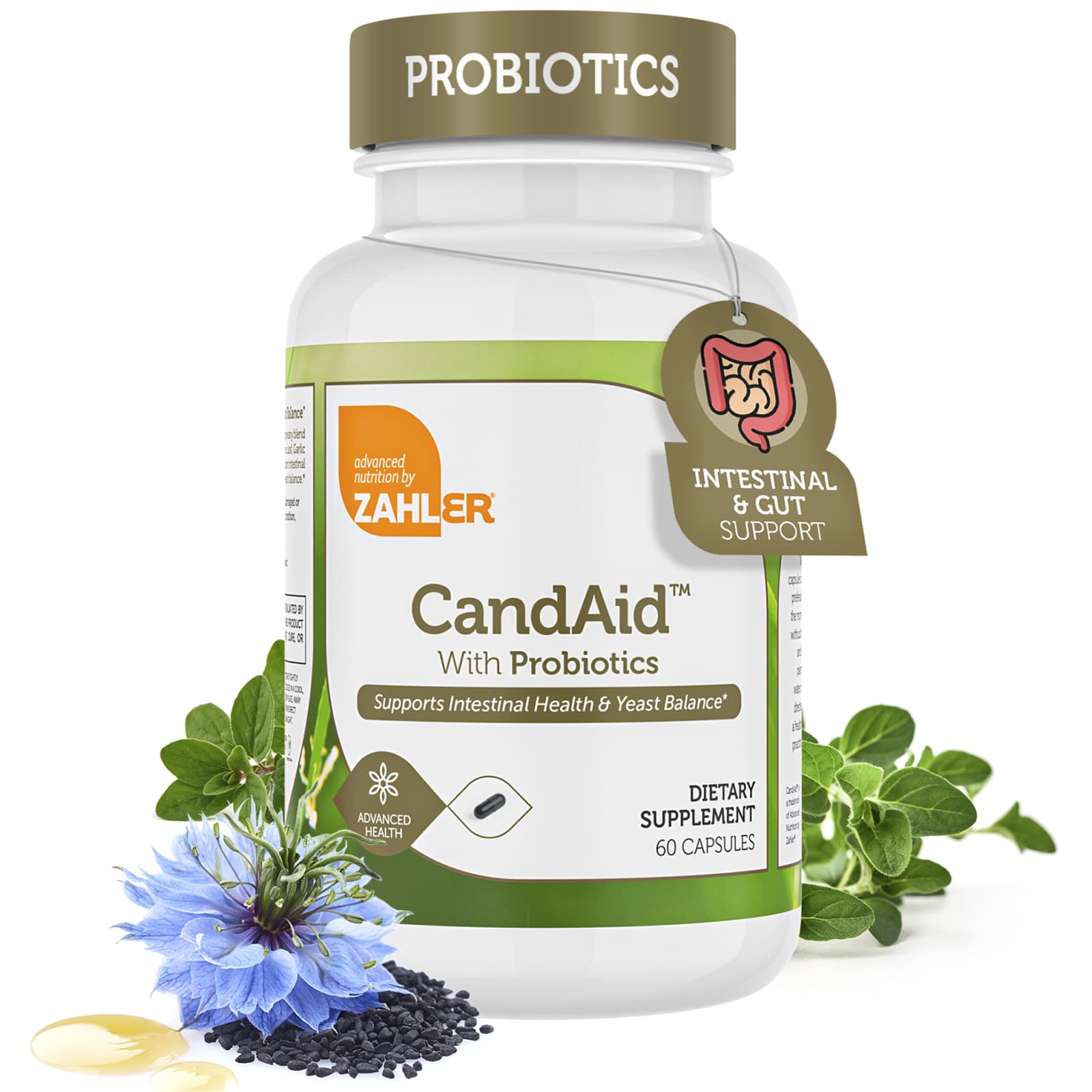 Zahler CandAid, With Probiotics – 60 gélules — étiquette 1