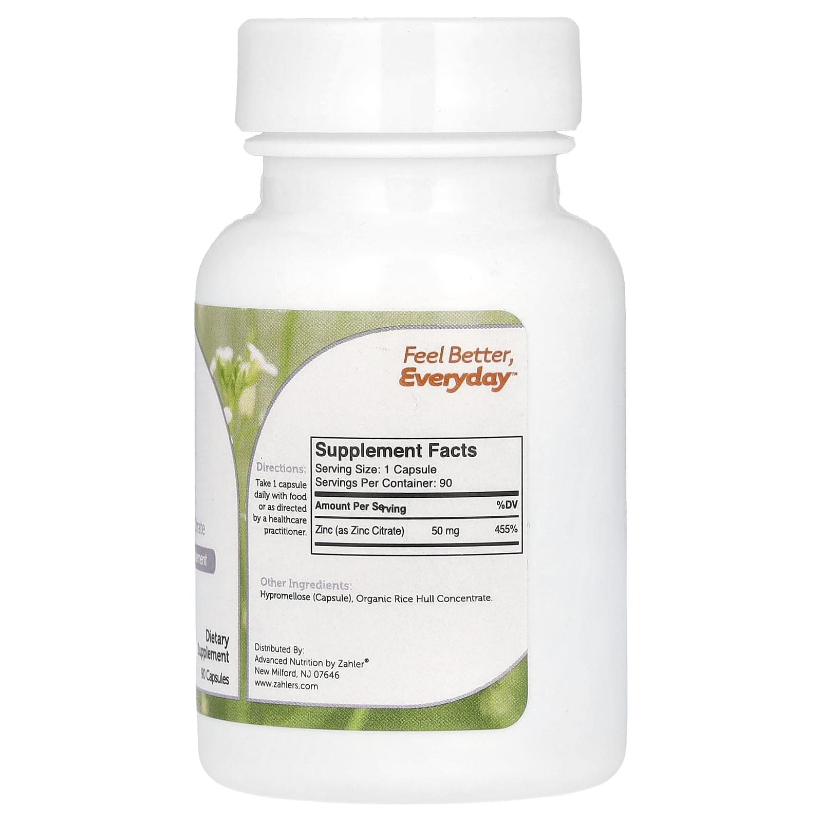 Zahler Zinc, Bioactive Zinc Citrate – 90 gélules — photo 2 sur 2